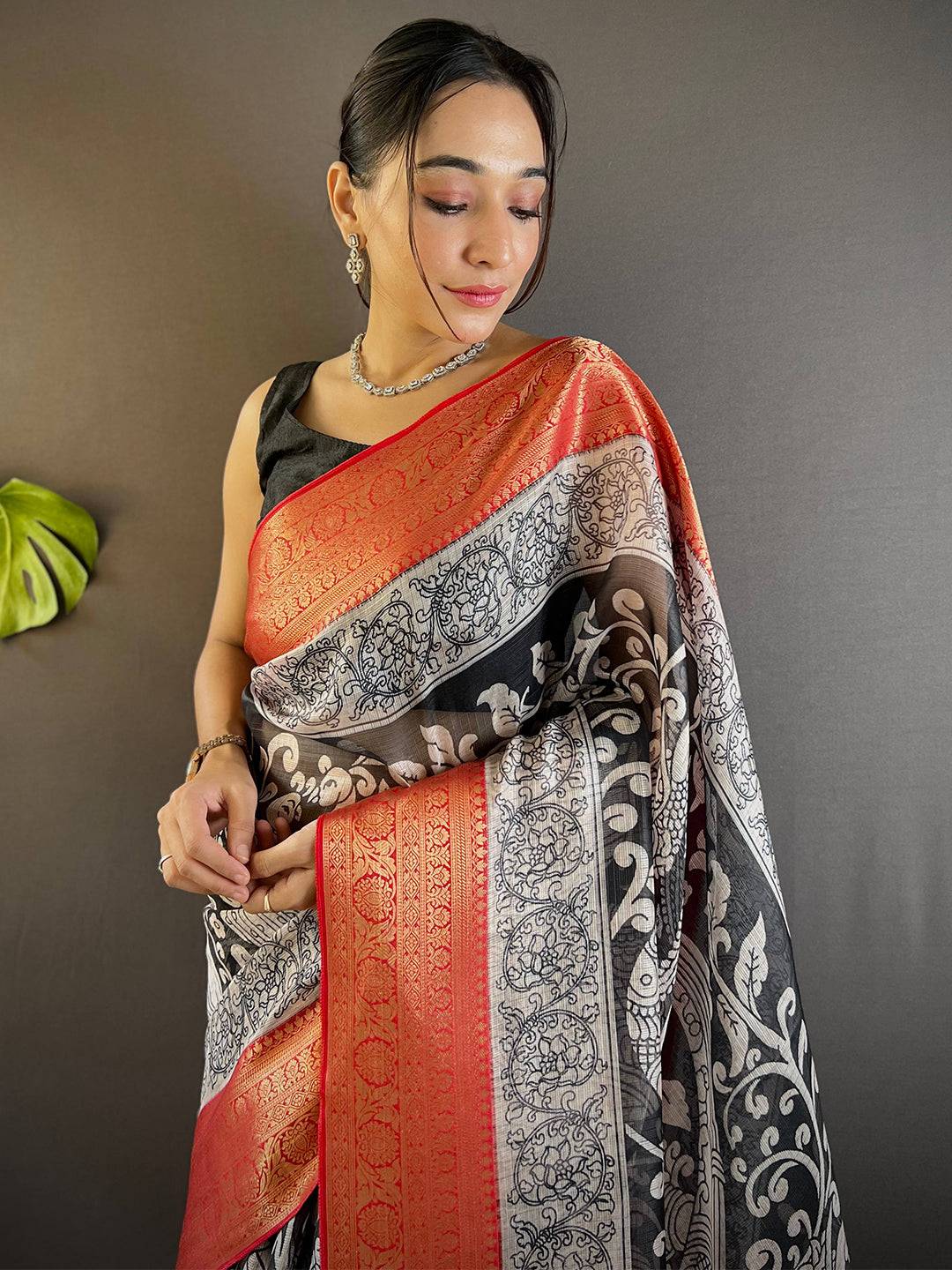 Pearl Kalamkari Kota Saree