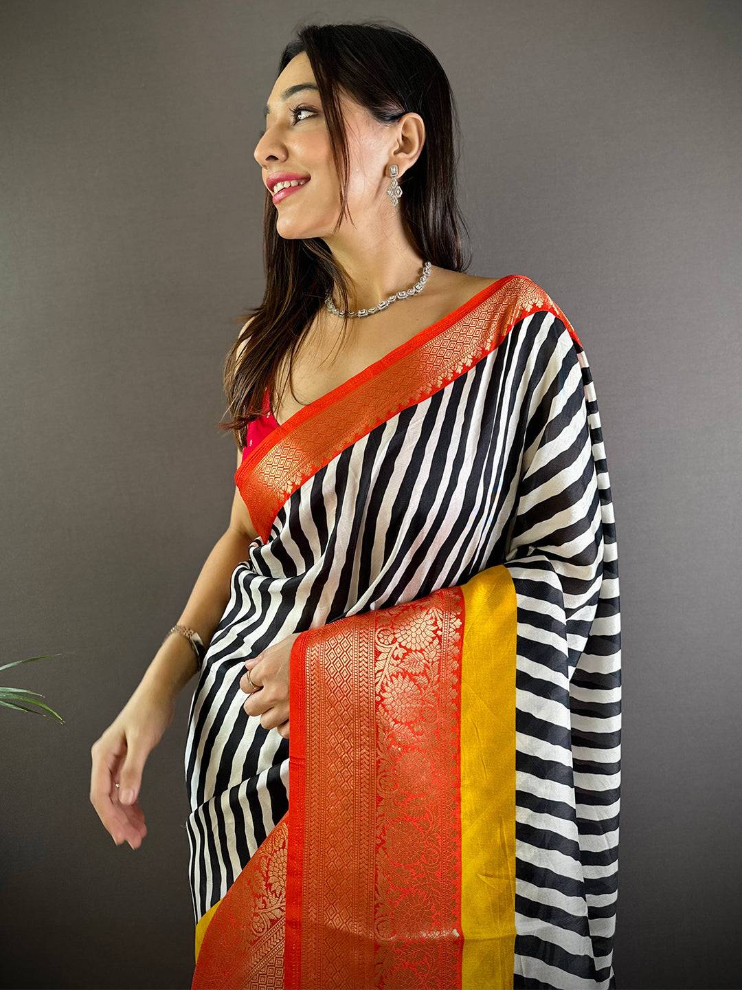 Heritage Glow Striped Zari Saree