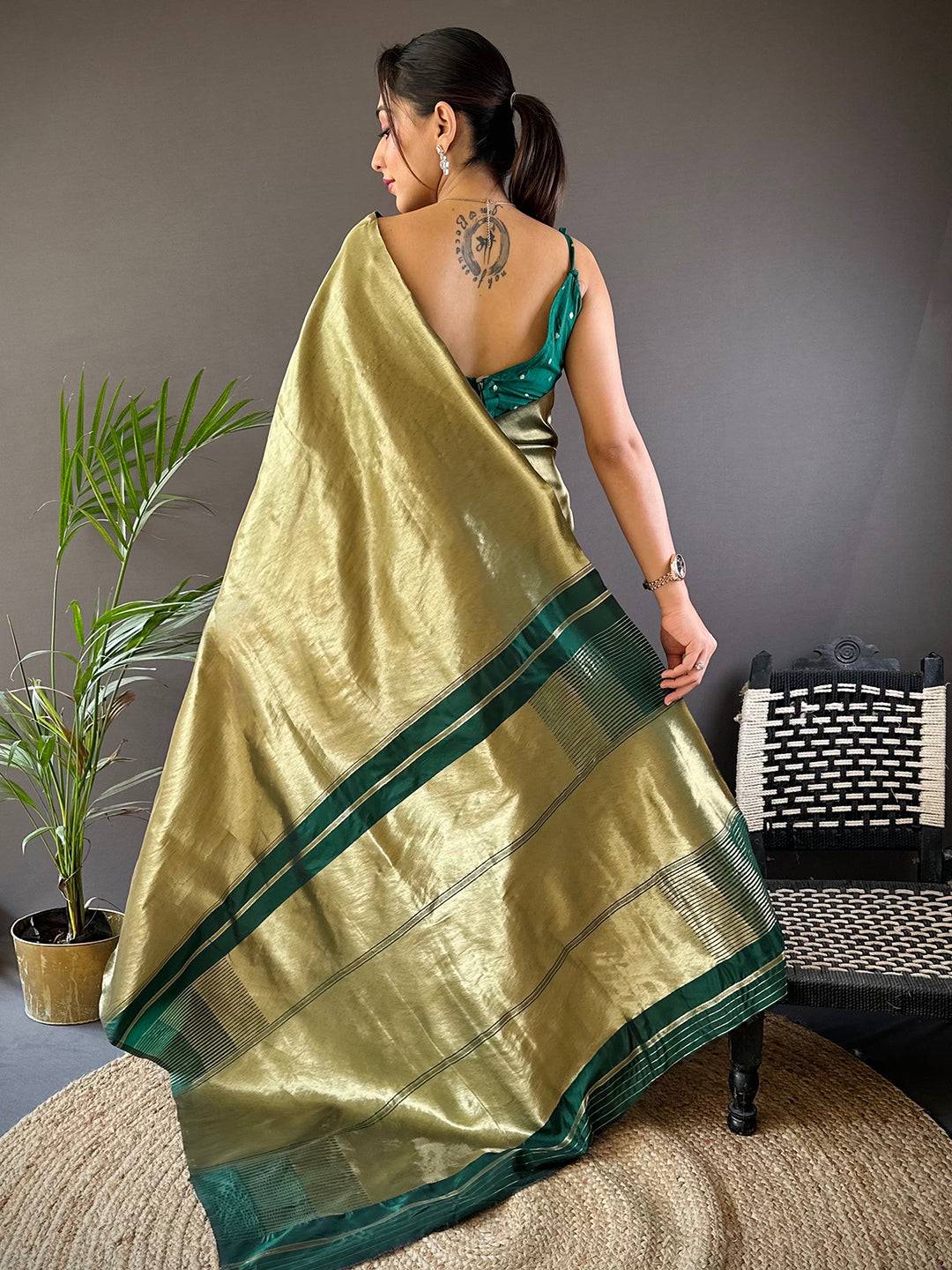 Olive Elegance Kanjivaram Saree