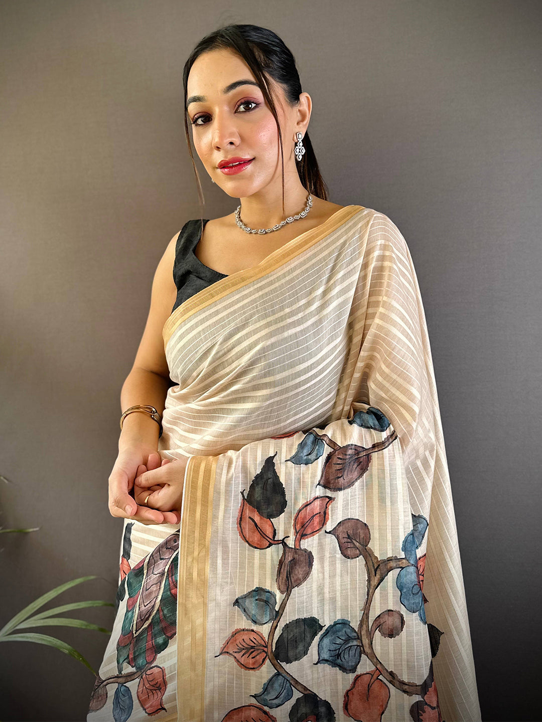 Artisan Bloom Kalamkari Saree