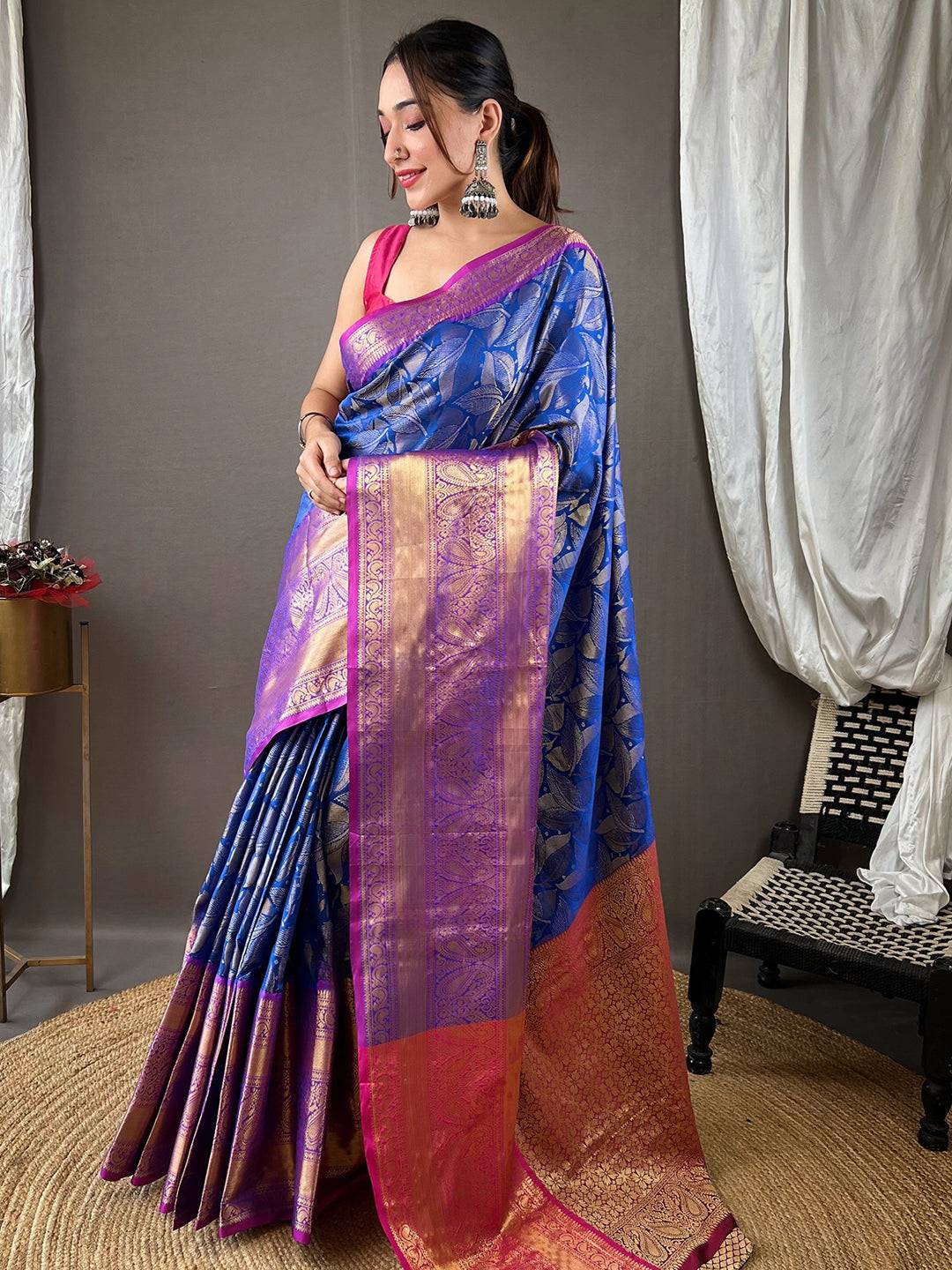 Vibrant Blue Banarasi Saree