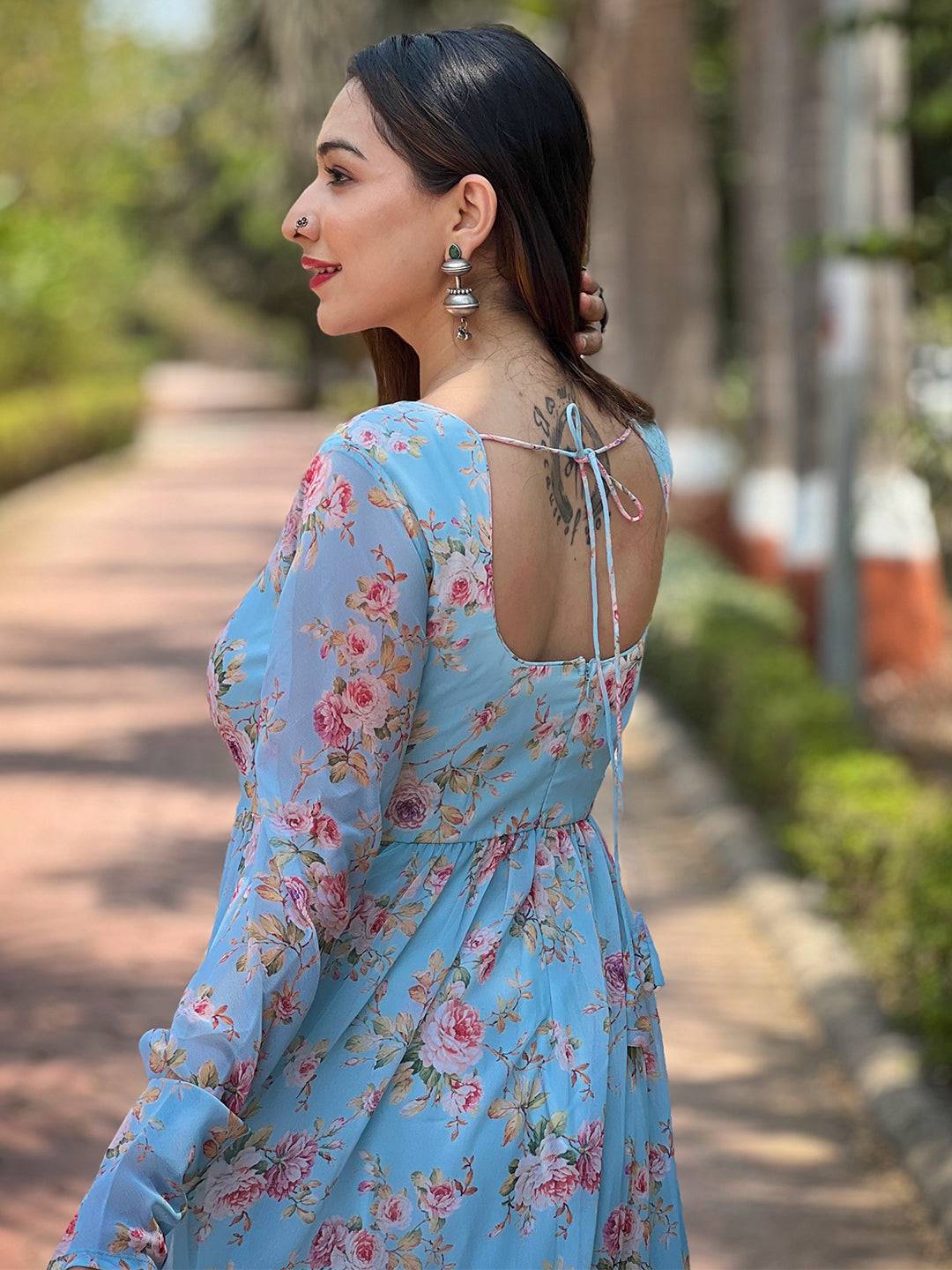 Sky Beauty Floral Printed Dress