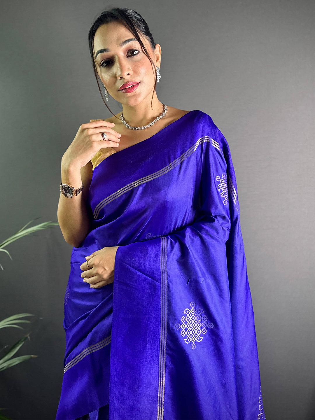 Purple Kolam Silk Heritage Saree