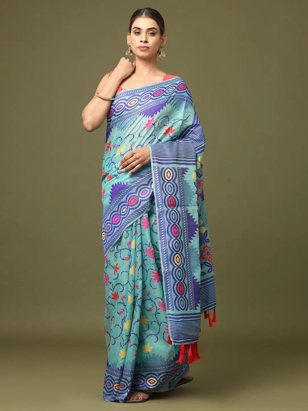  Dhakai Jamdani Cotton Silk Saree