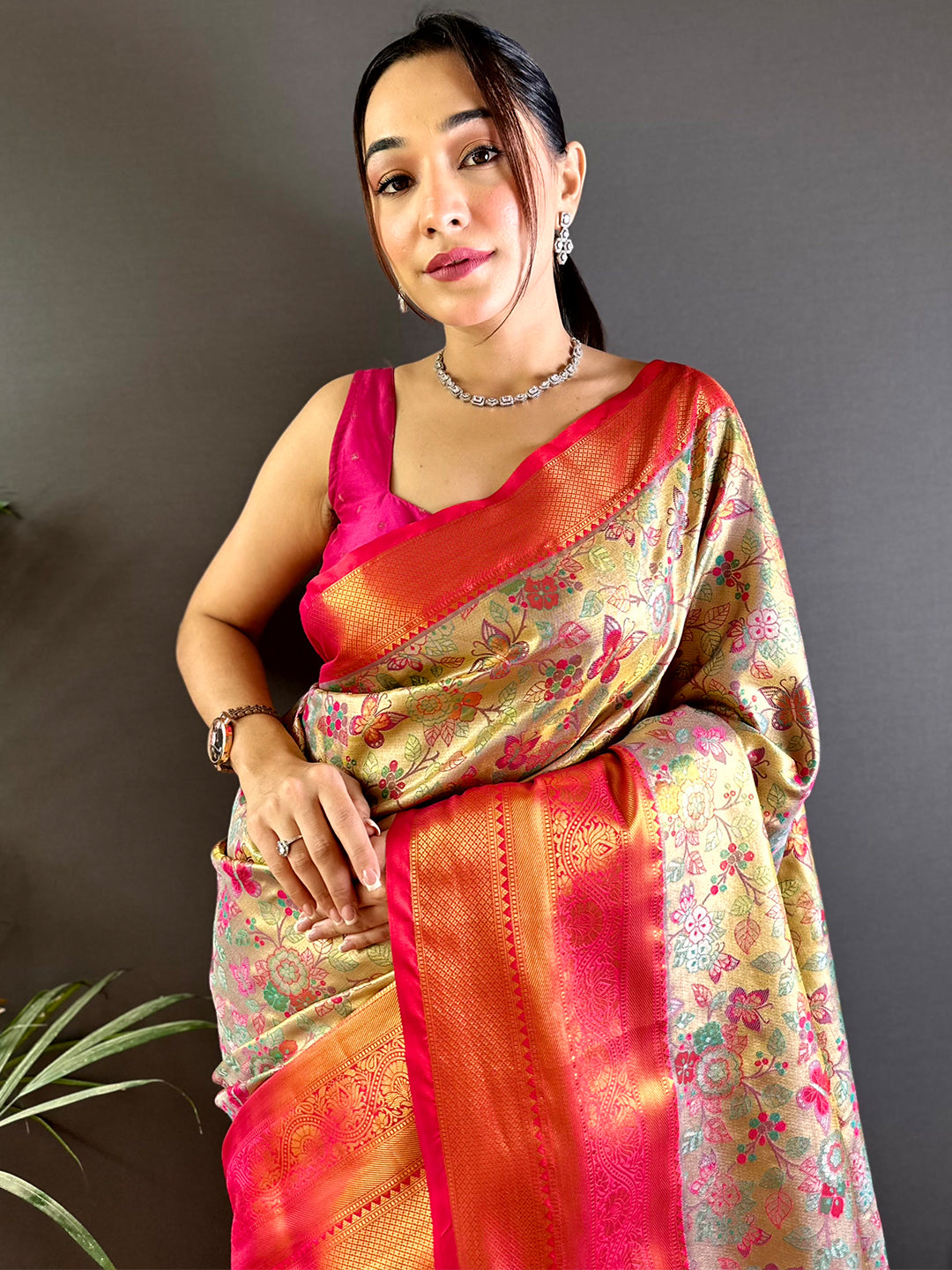 Rani Dharmavaram Butterfly Silk Saree