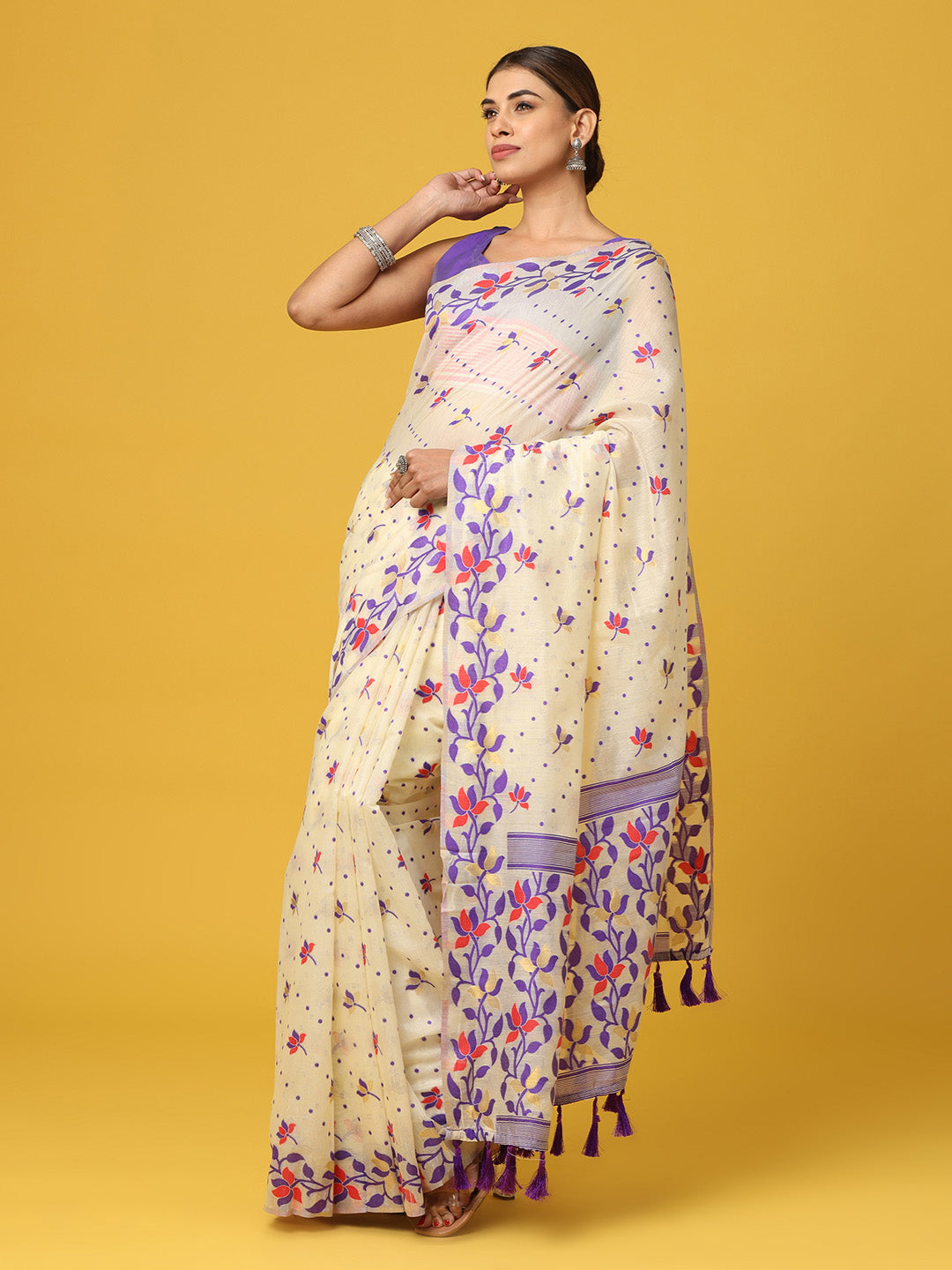  Dhakai Jamdani Cotton Silk Saree