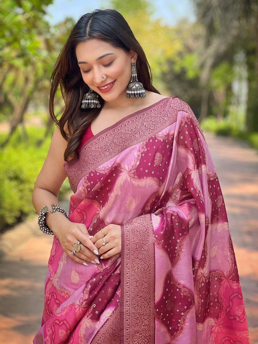 Lavender Digital Block Placement Print Saree