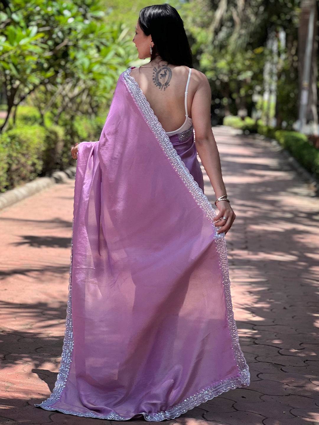 Salvia Lavender Pure Viscose Dyed Saree