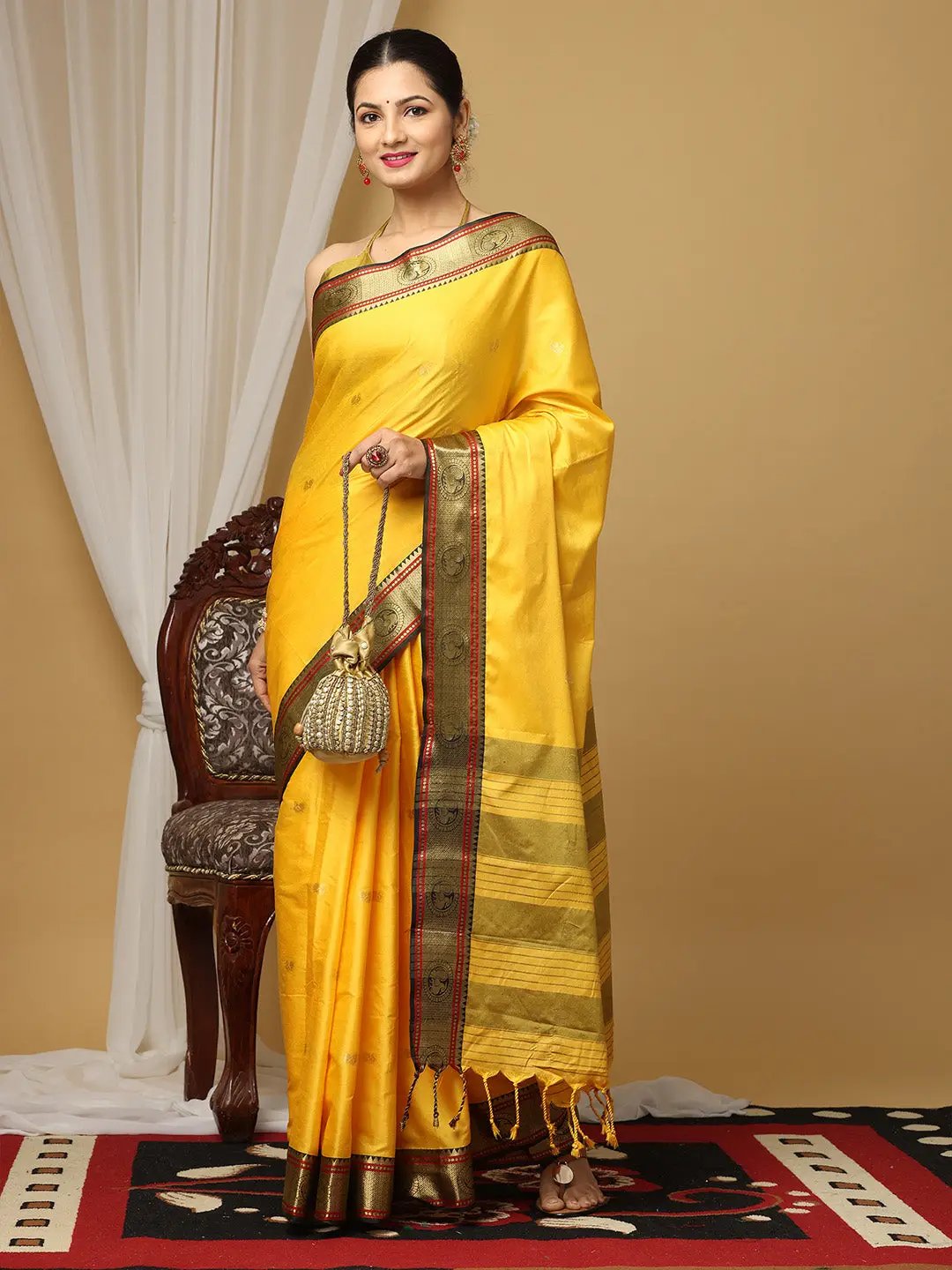 Yevla Paithani Minakari Silk Saree