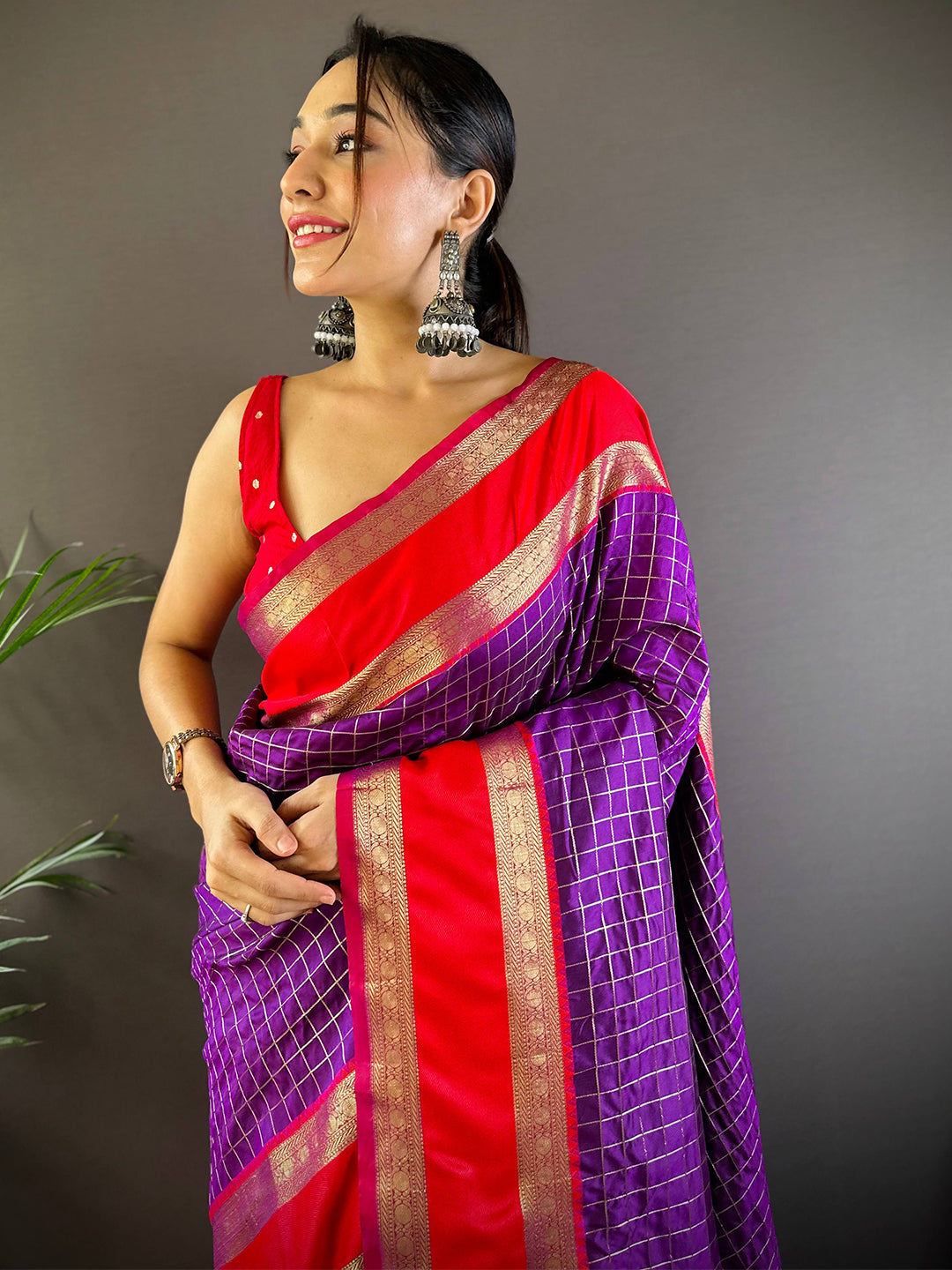 Purple Colour Silk Woven Kanchi Banarasi Saree