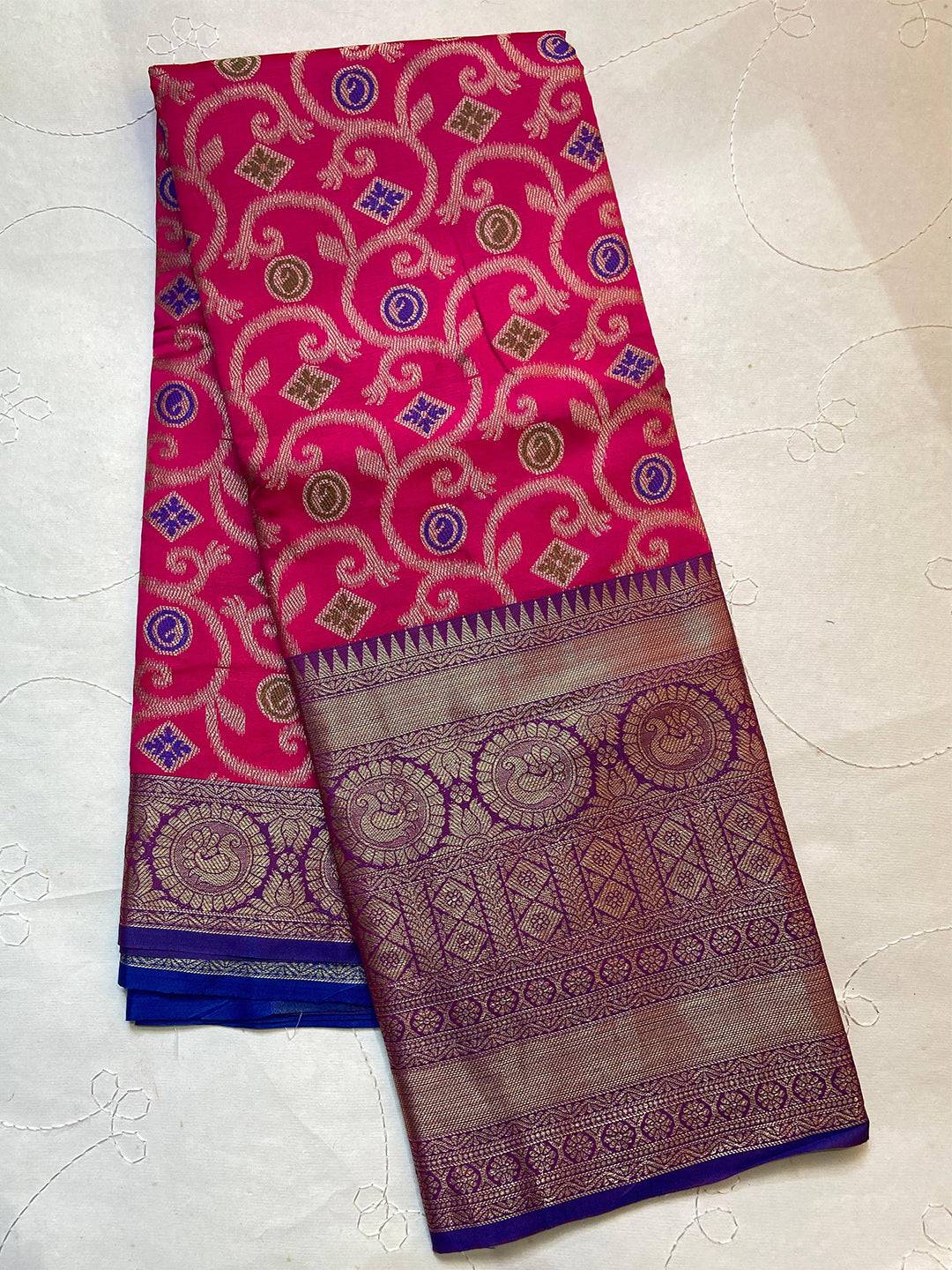 Magenta Minakari Ikkat Print Saree