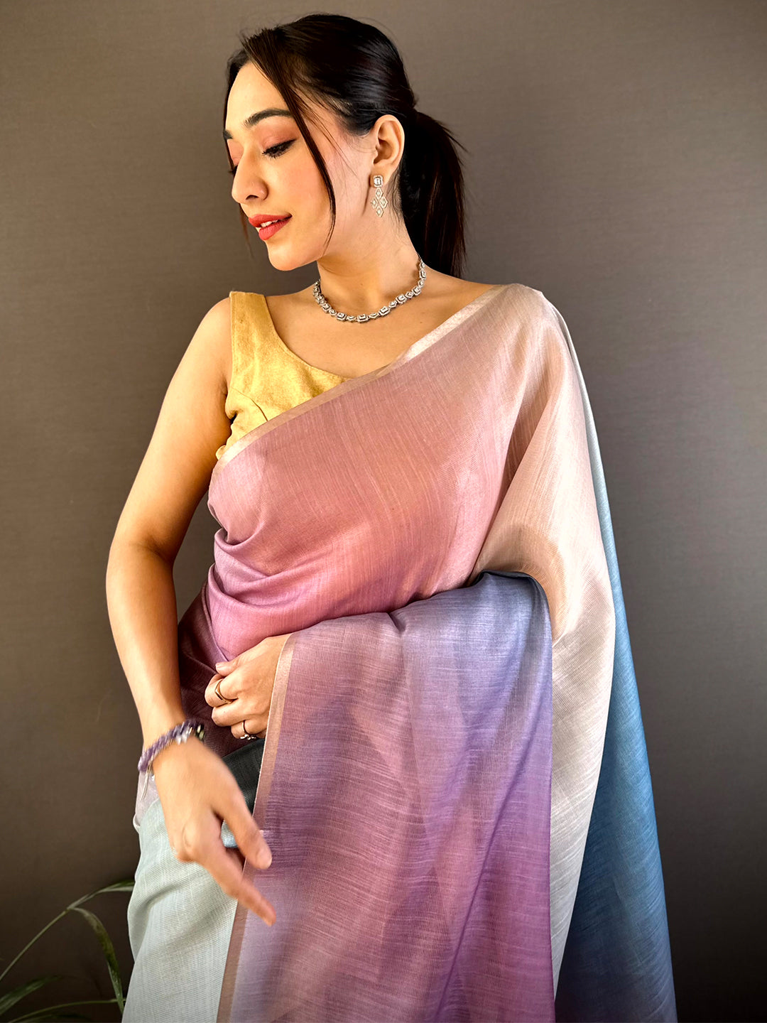 Multi Ombre Chanderi Tissue Saree