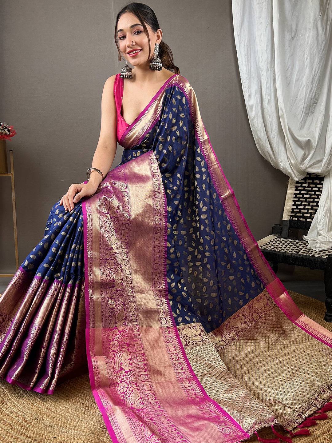 Graceful Banarasi saree showcasing exquisite craftsmanship