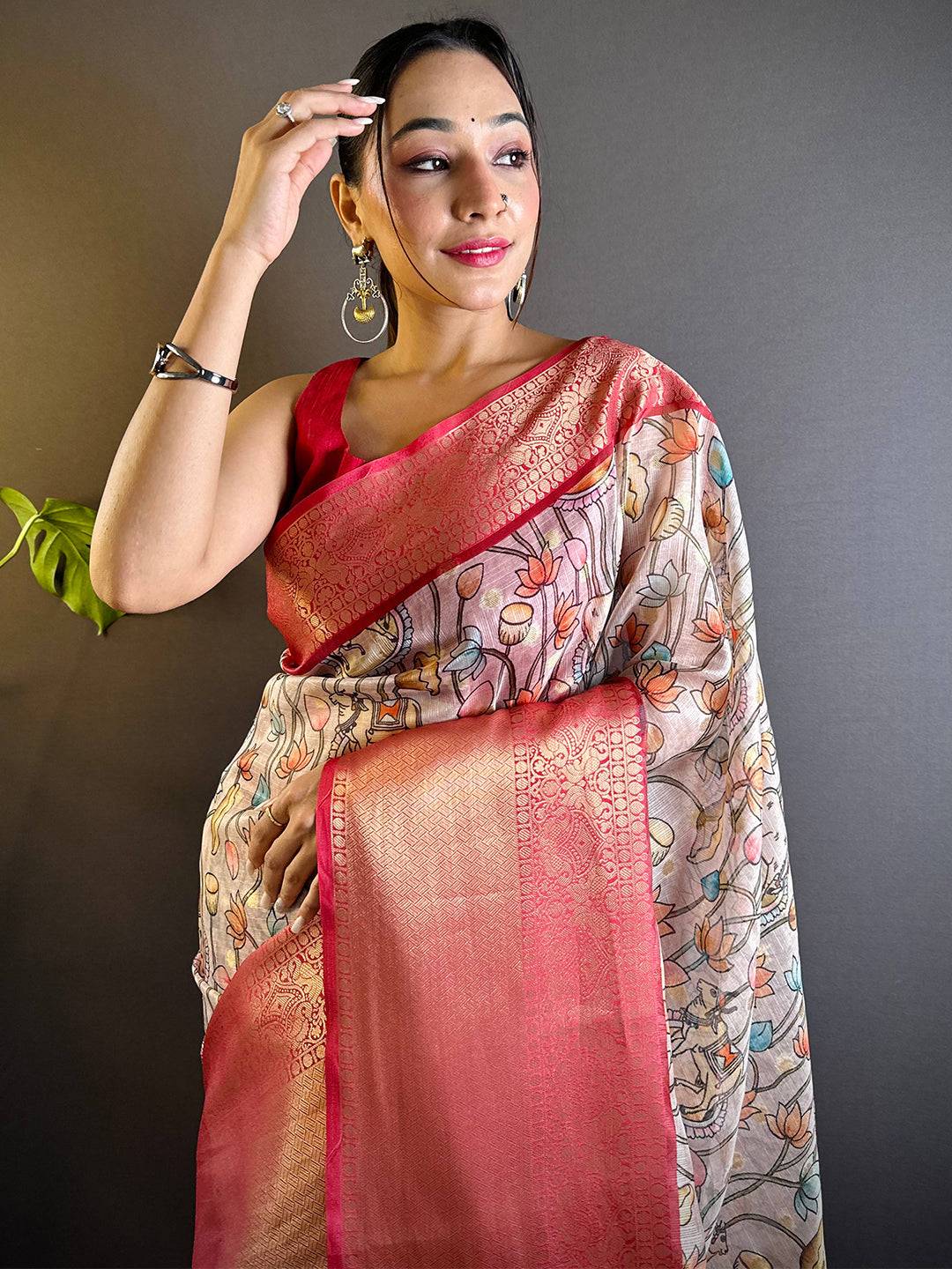 Kalamkari Bloom Kota Doriya Saree