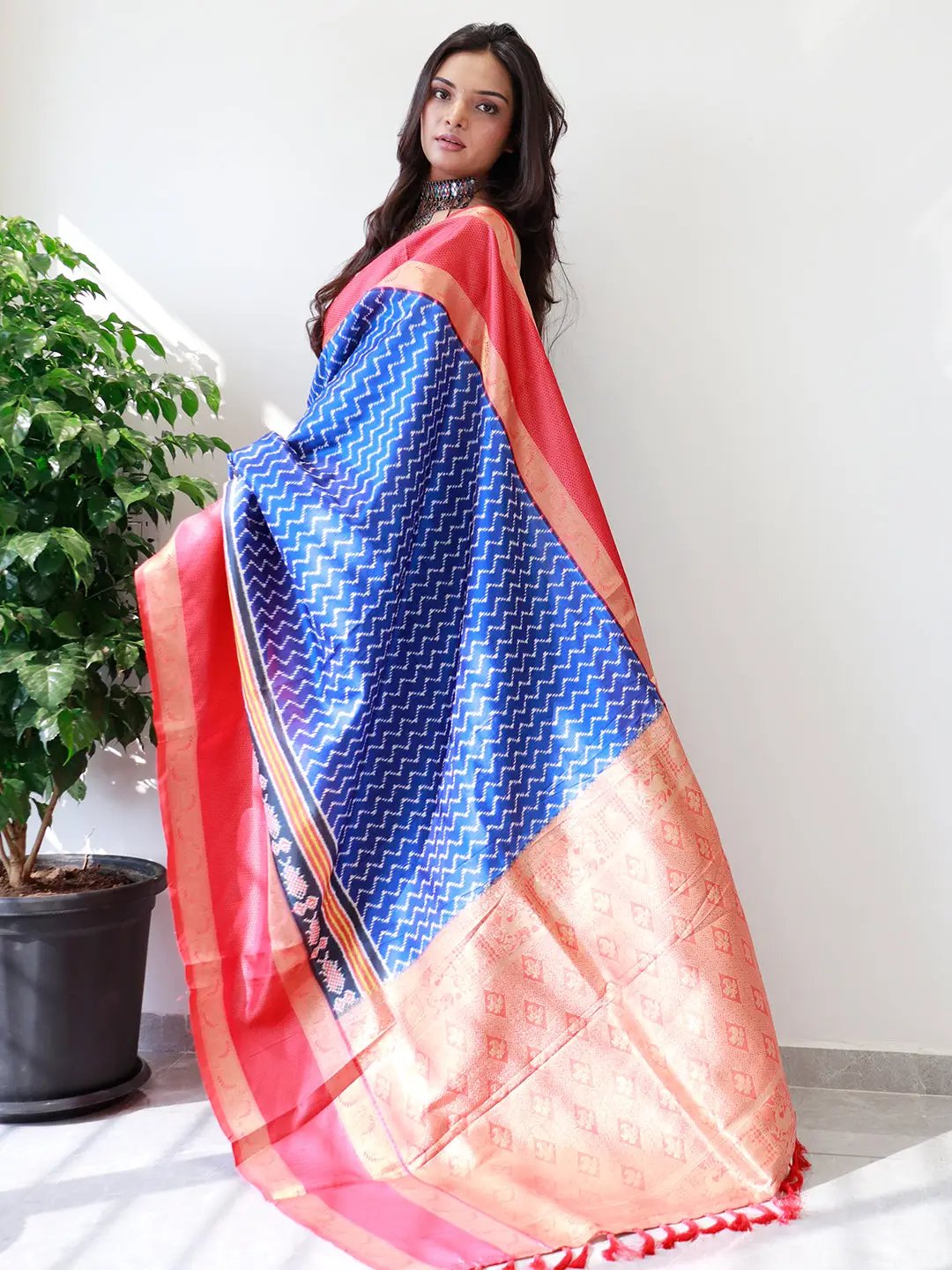 Soft Silk Gadwal Border Pochampally Print Saree