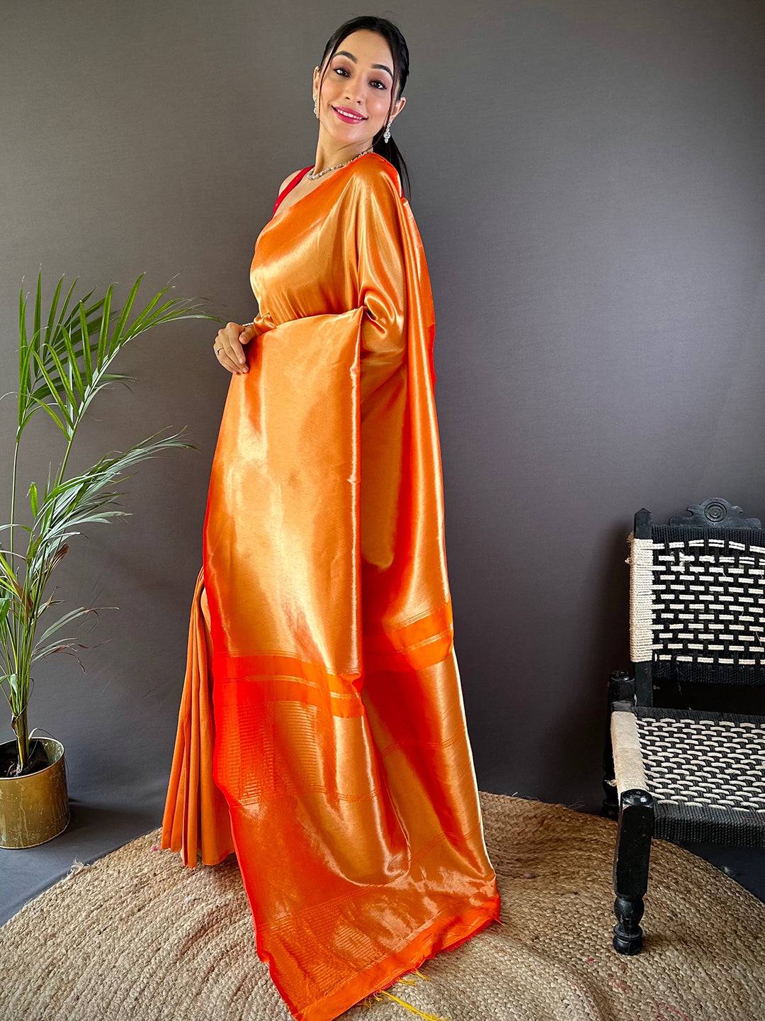 Orange Elegance Kanjivaram Saree