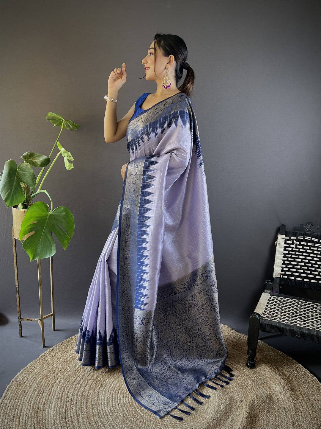 Mauve Banarasi Silk Gadwal Pattu Saree