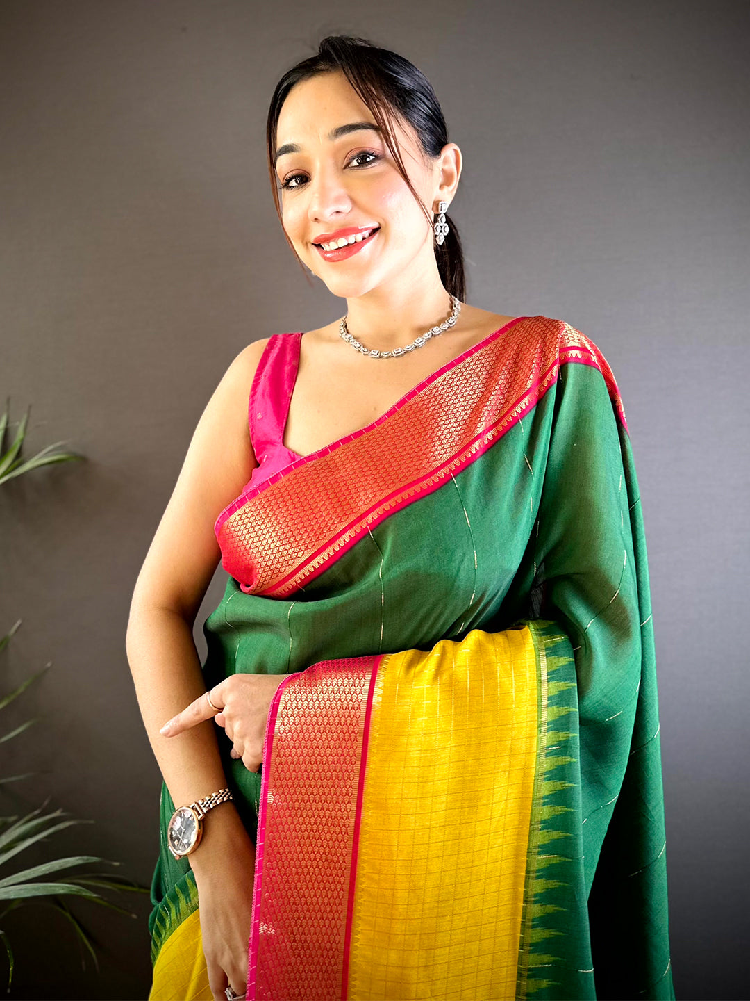 Green Zari Pallu Cotton Viscose Saree