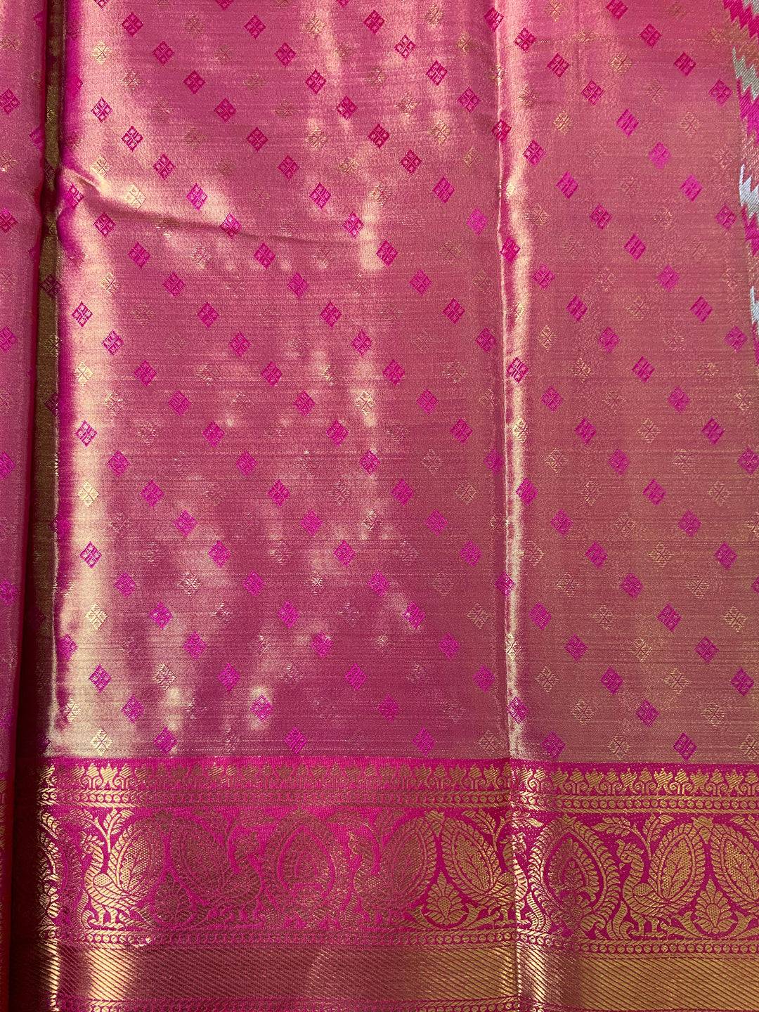 Vibrant Pink Zigzag Chevron Saree