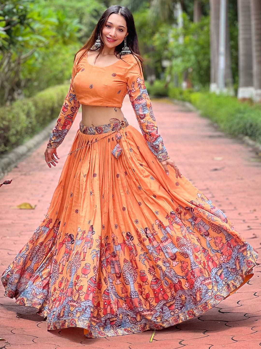 Merigold Yellow Kalamkari Lehenga Set