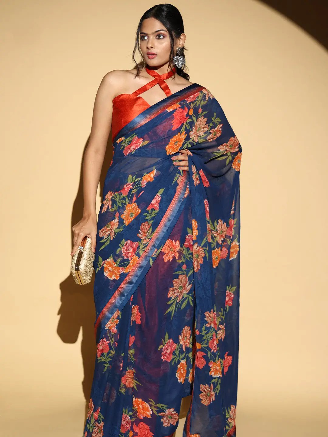  Soft Georgette Multi Colored Saree