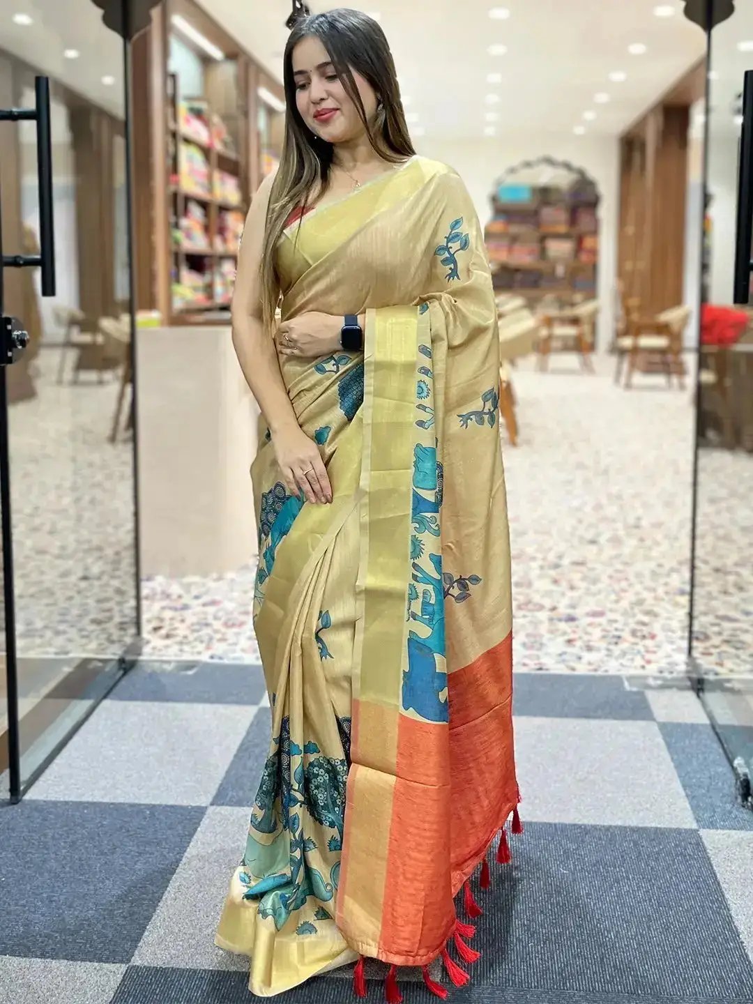 Shop Ivory designer Cotton Sarees for Women Online | Aza Fashions