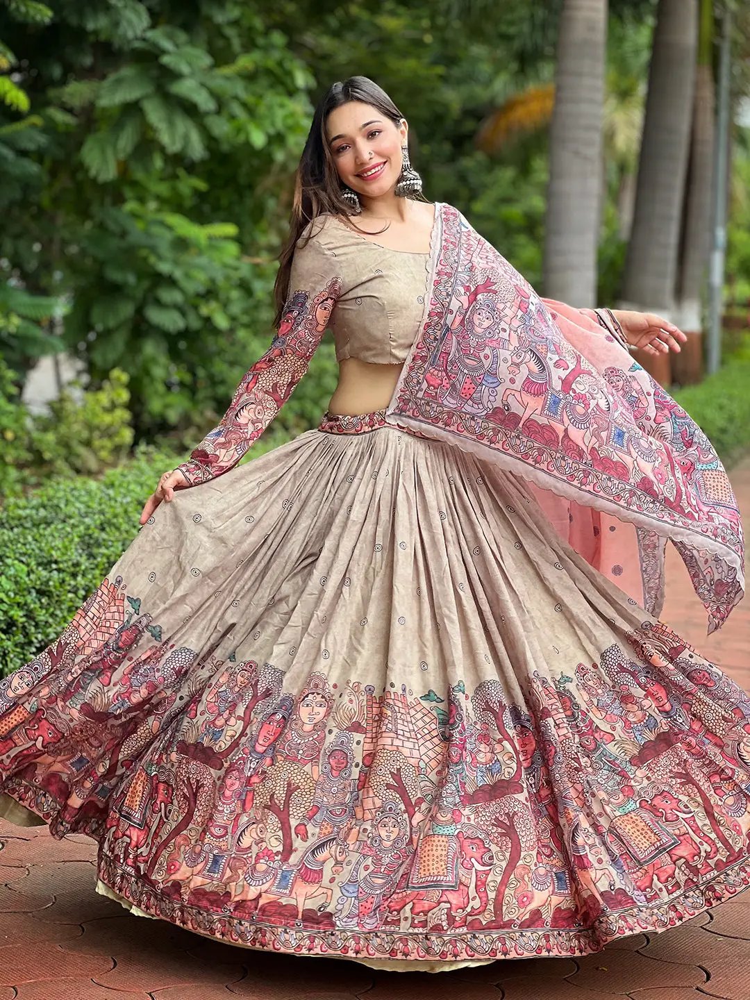 Royal Beige Kalamkari Lehenga Set