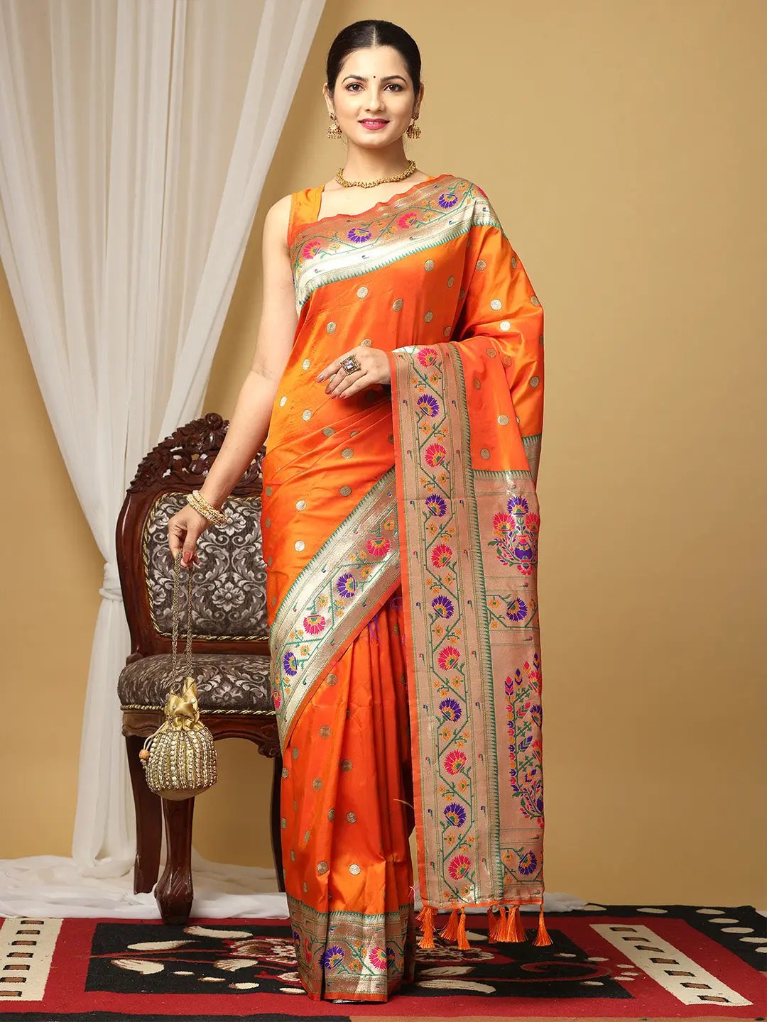 Yevla Paithani Minakari Silk Saree