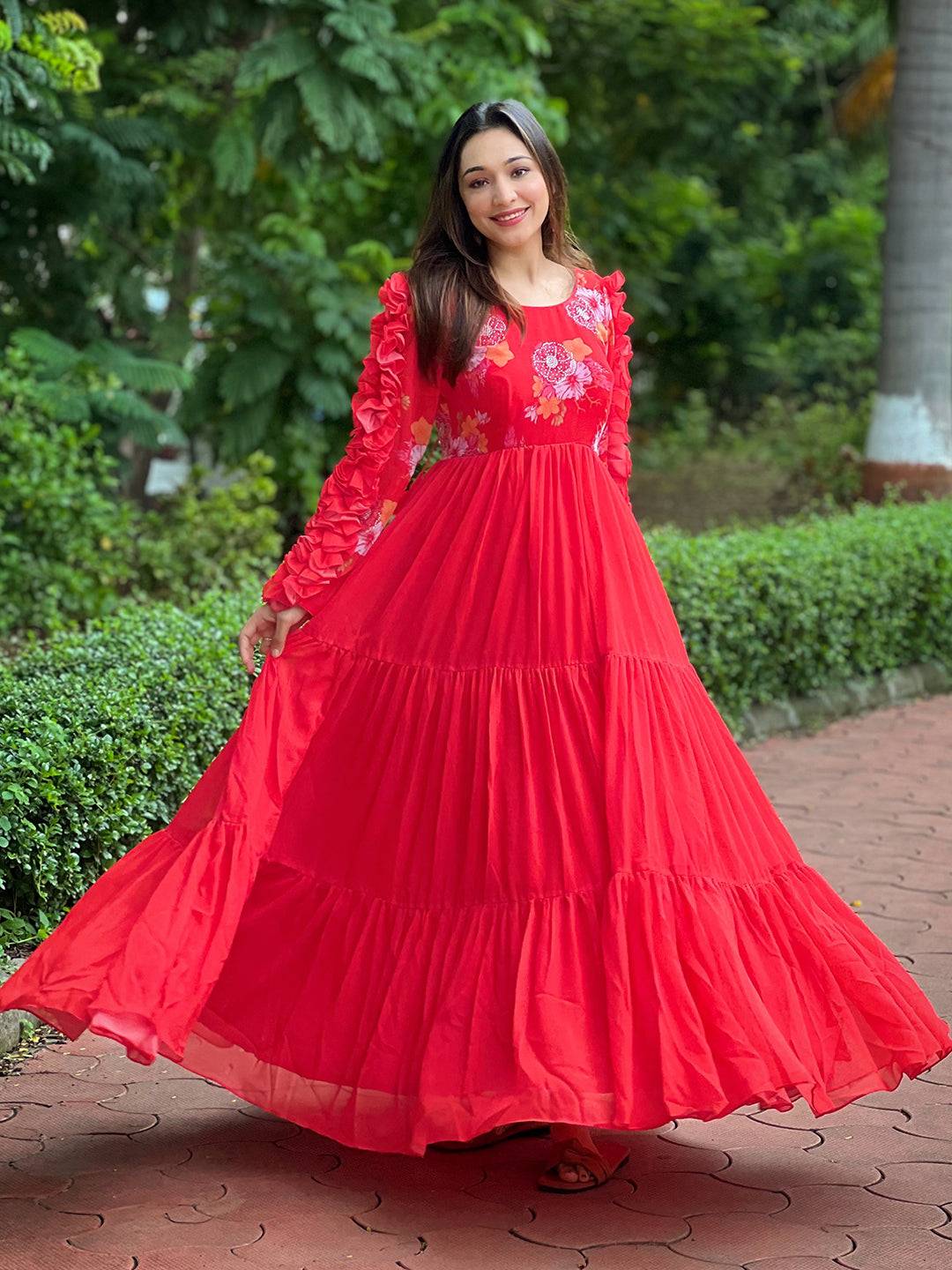 Radiant Ruby Dress showcasing vibrant red fabric