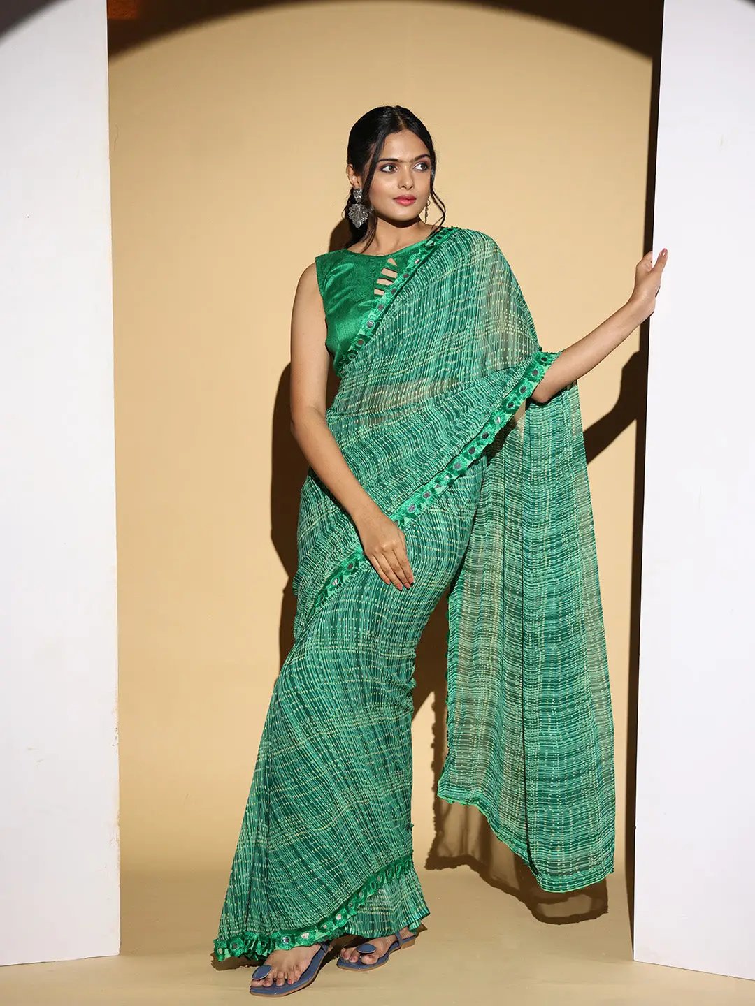 Soft Georgette Multi Colored Party Wear Designer Saree