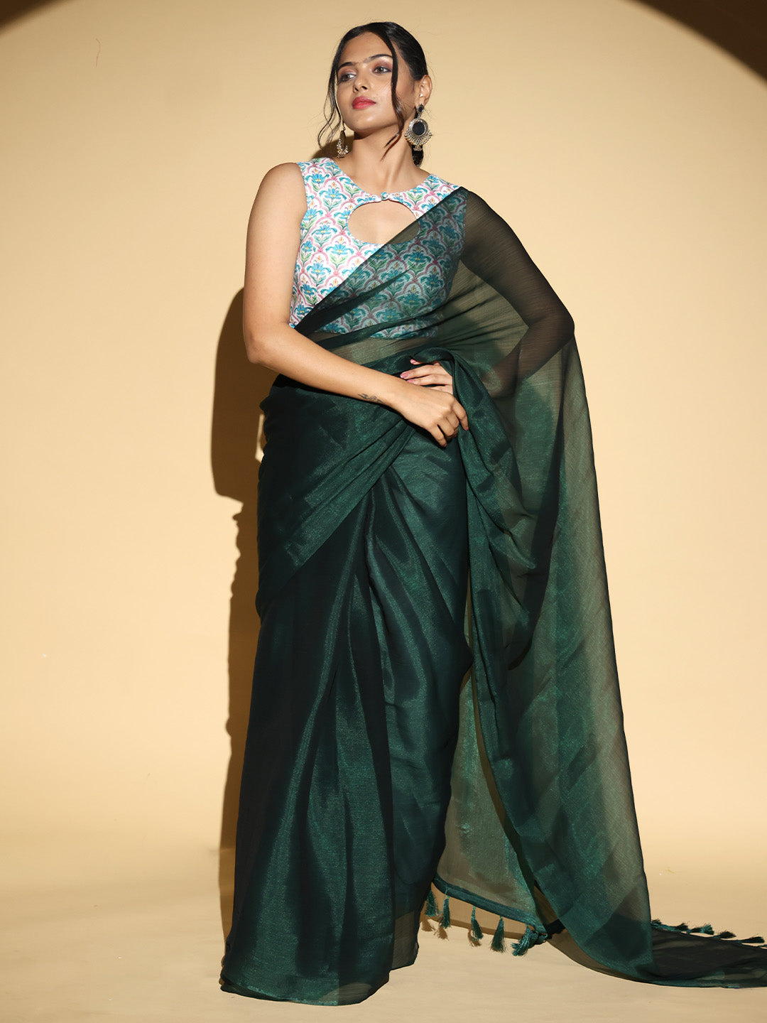 Chiffon Dual Tone Party Wear Designer Saree