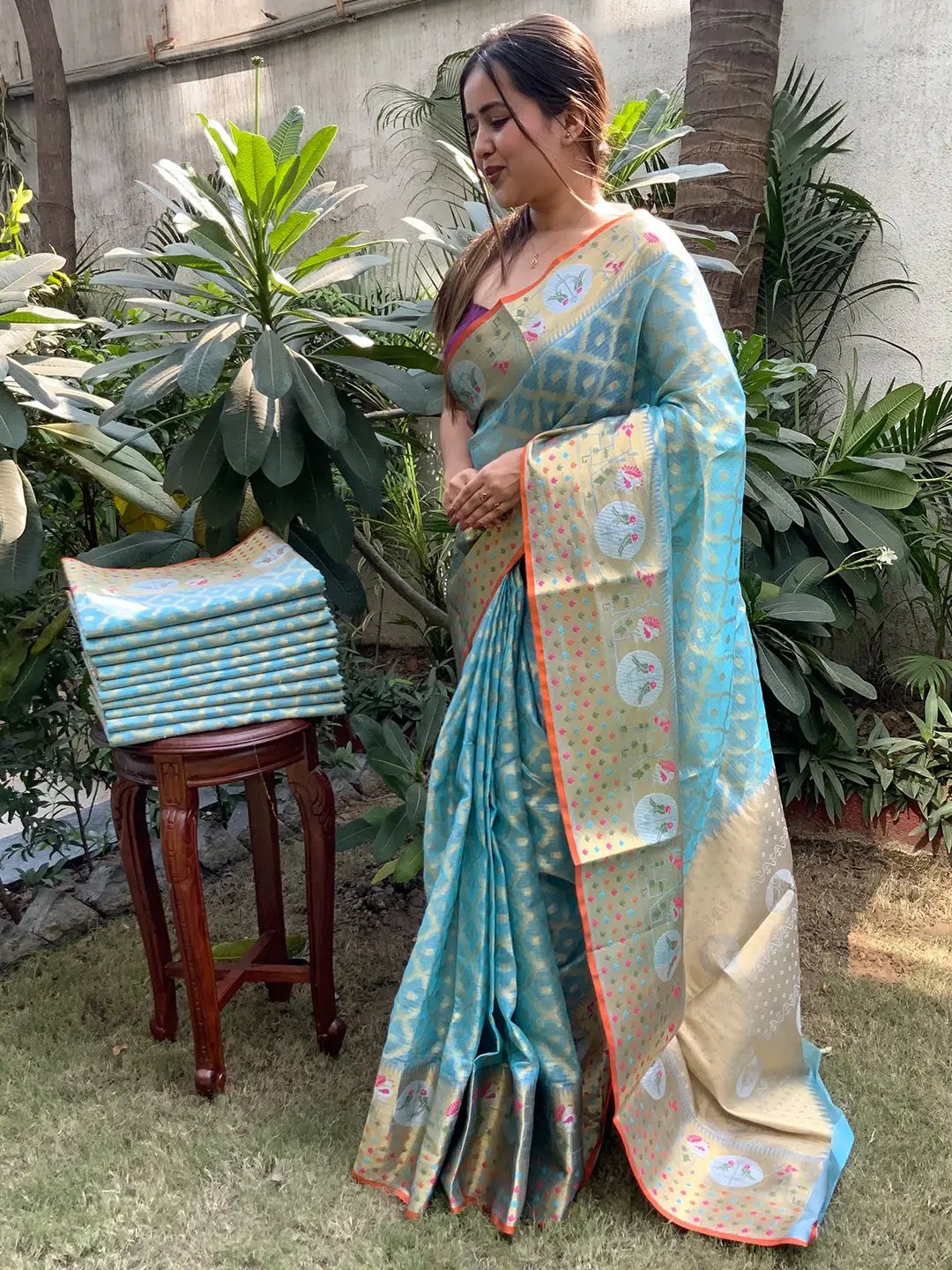 Kota Doria Silk Minakari Patola Saree - Vastranand