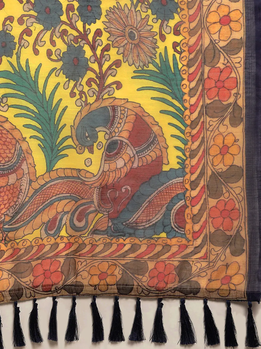 Digital Print Kalamkari Linen Saree