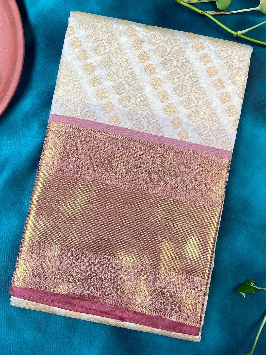 Ivory Kanjivaram Zari Checks Saree