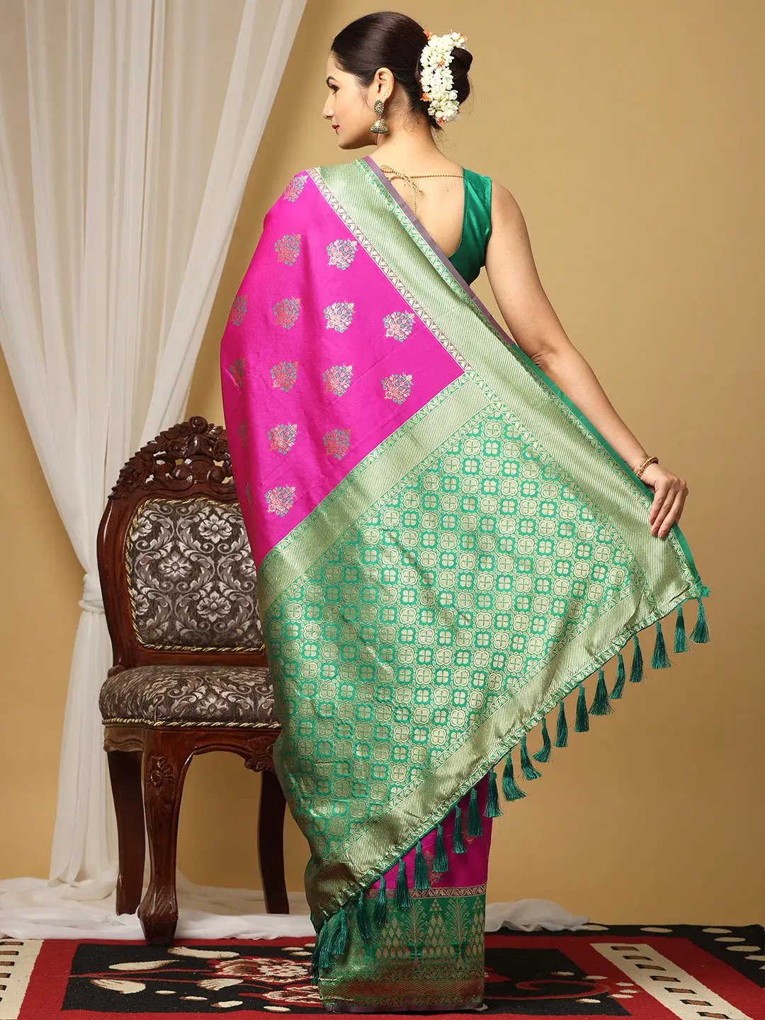 Banarasi Katan Silk Zari Saree With Zari Butti Work