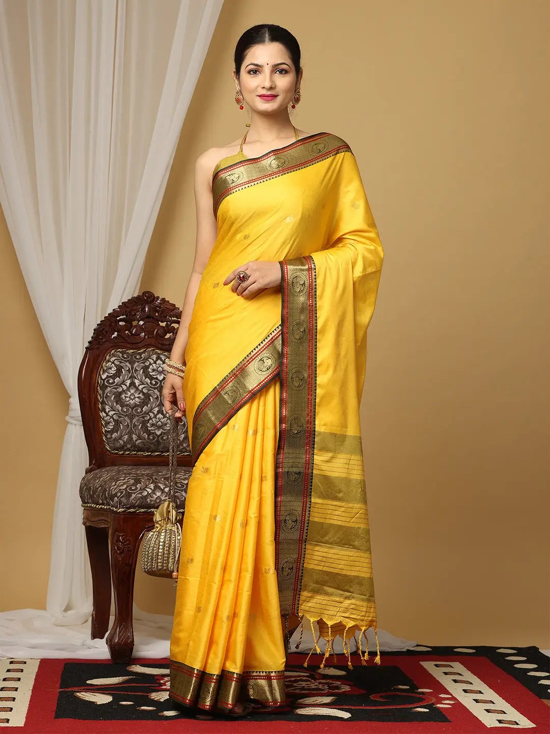 Yevla Paithani Minakari Silk Saree