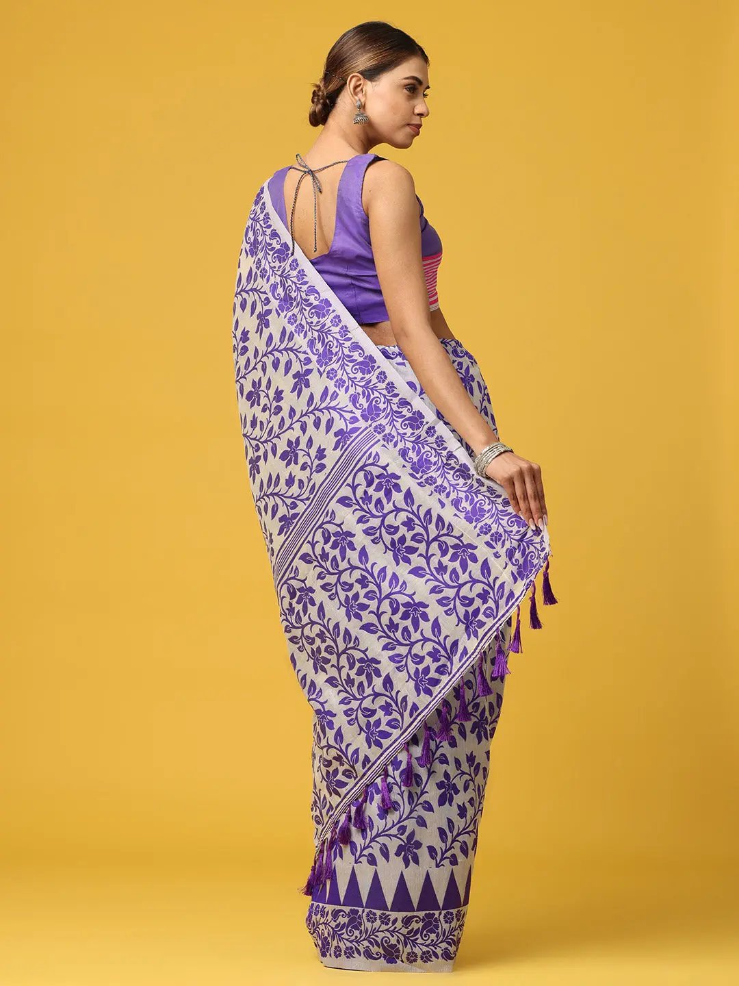 Dhakai Jamdani Cotton Silk Saree