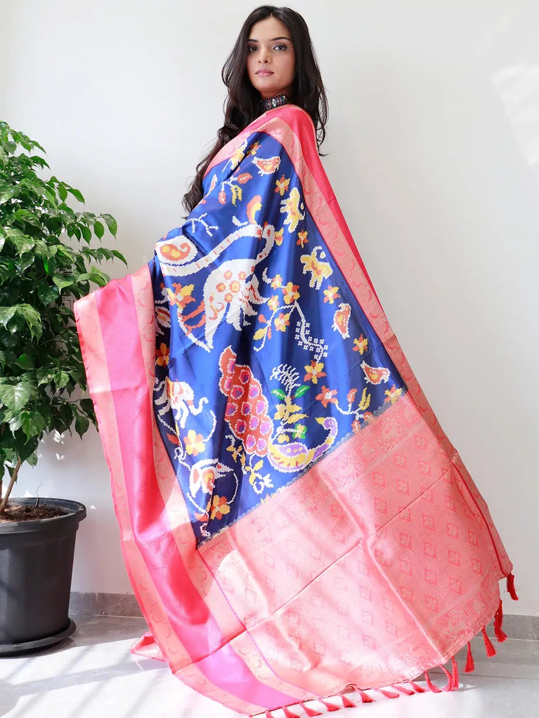 Elegant Pochampally Print Soft Silk Saree with Gadwal Border