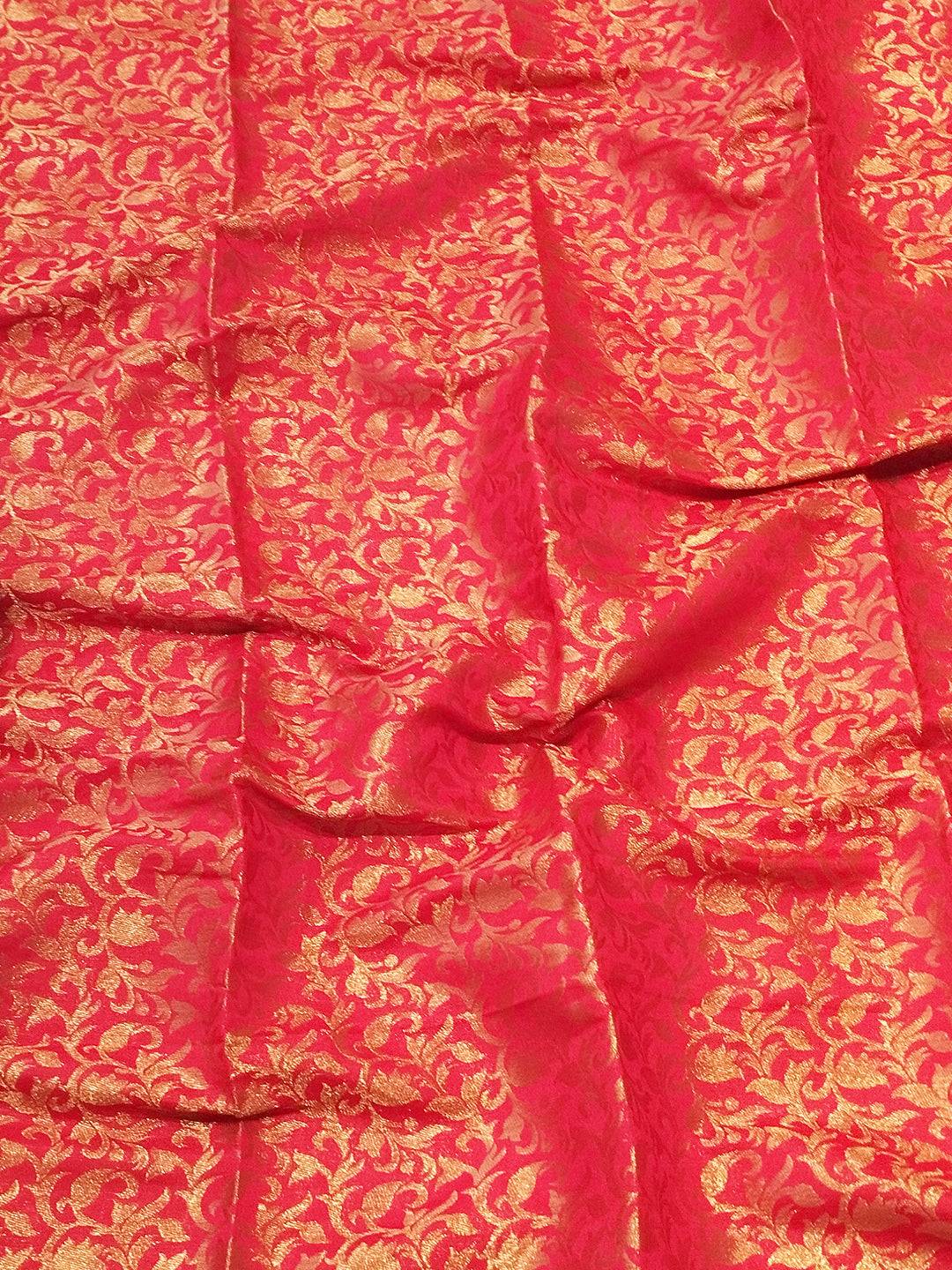 Red Brocade Zari Blouse Fabric for Kanjivaram Saree