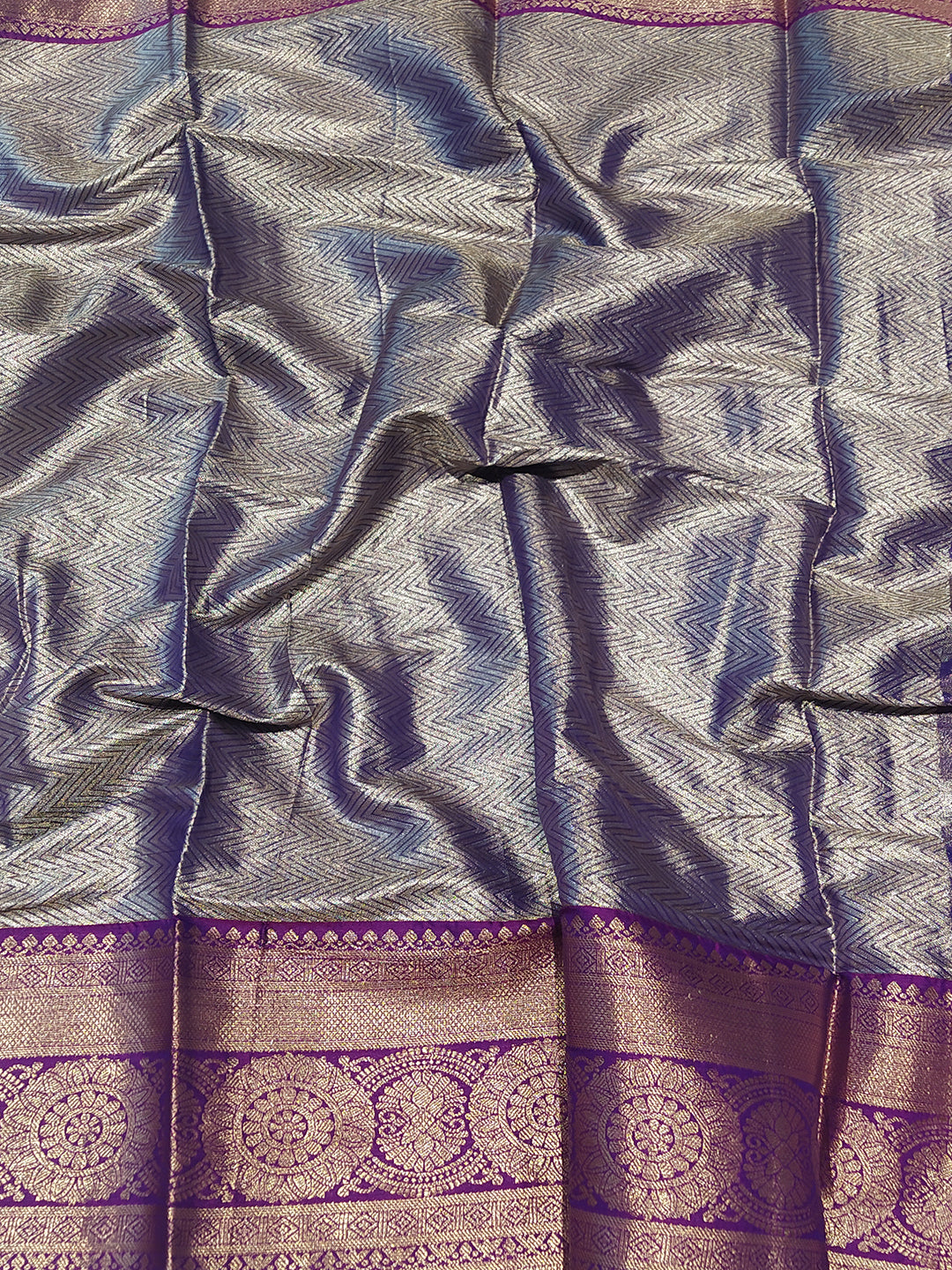 Purple One Gram Gold Tissue Silk Saree