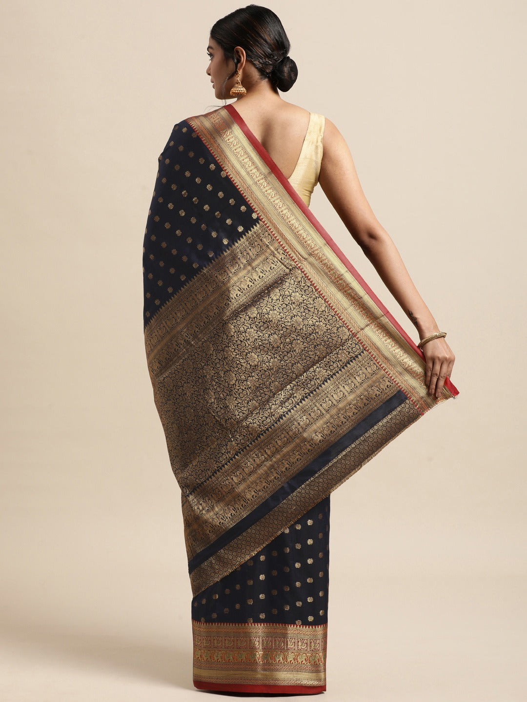 Stylish Banarasi Navy Colour Silk Saree