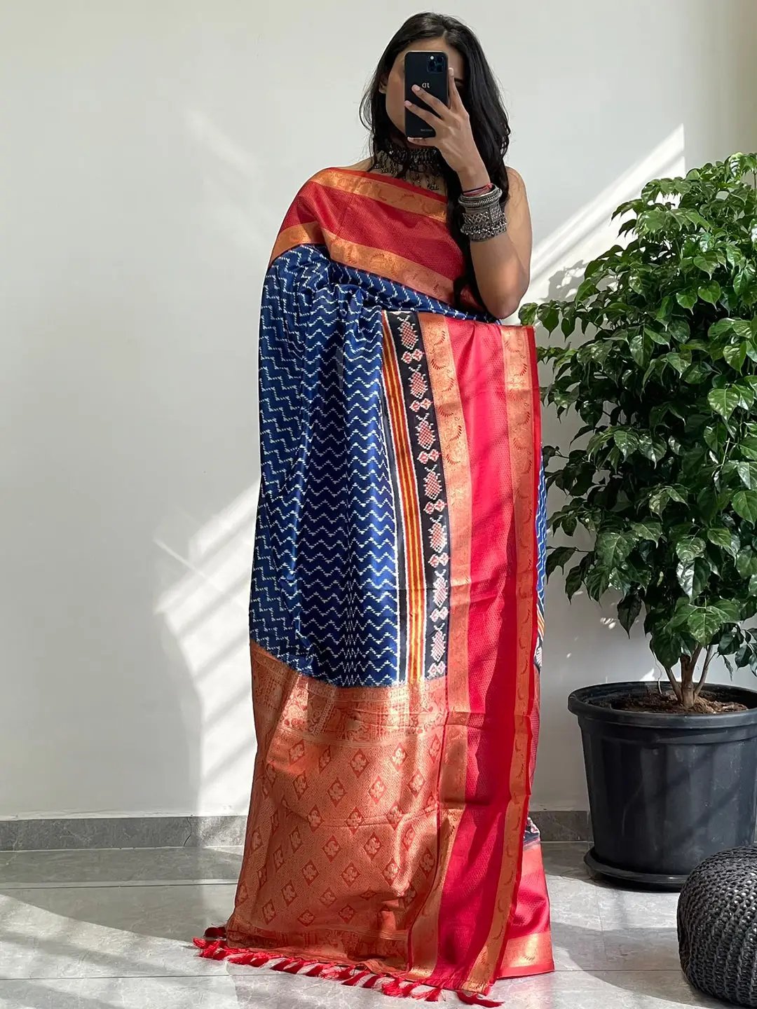 Soft Silk Gadwal Border Pochampally Print Saree