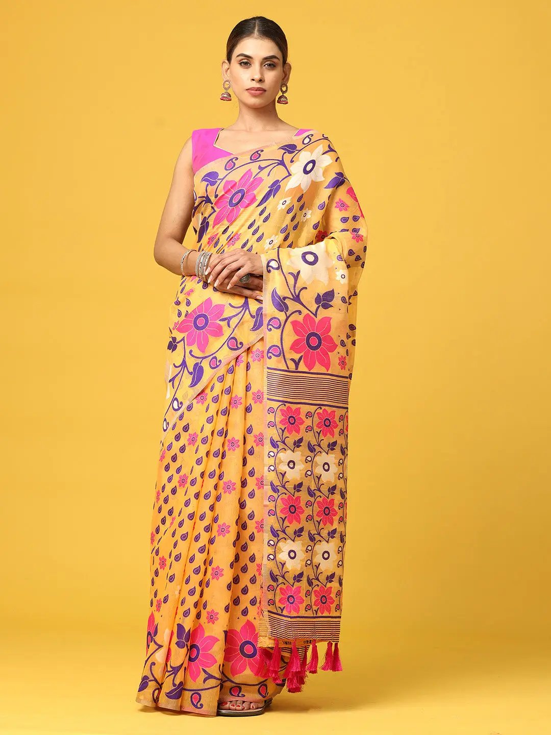 Dhakai Jamdani Light Weight Cotton Silk Saree