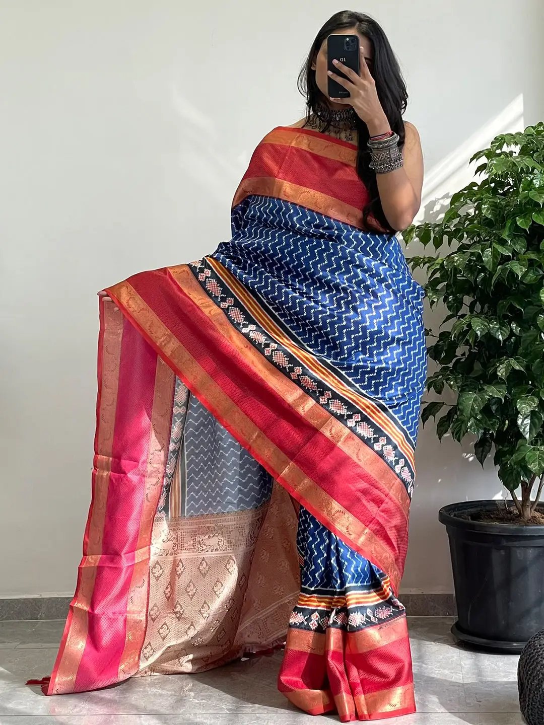 Soft Silk Gadwal Border Pochampally Print Saree