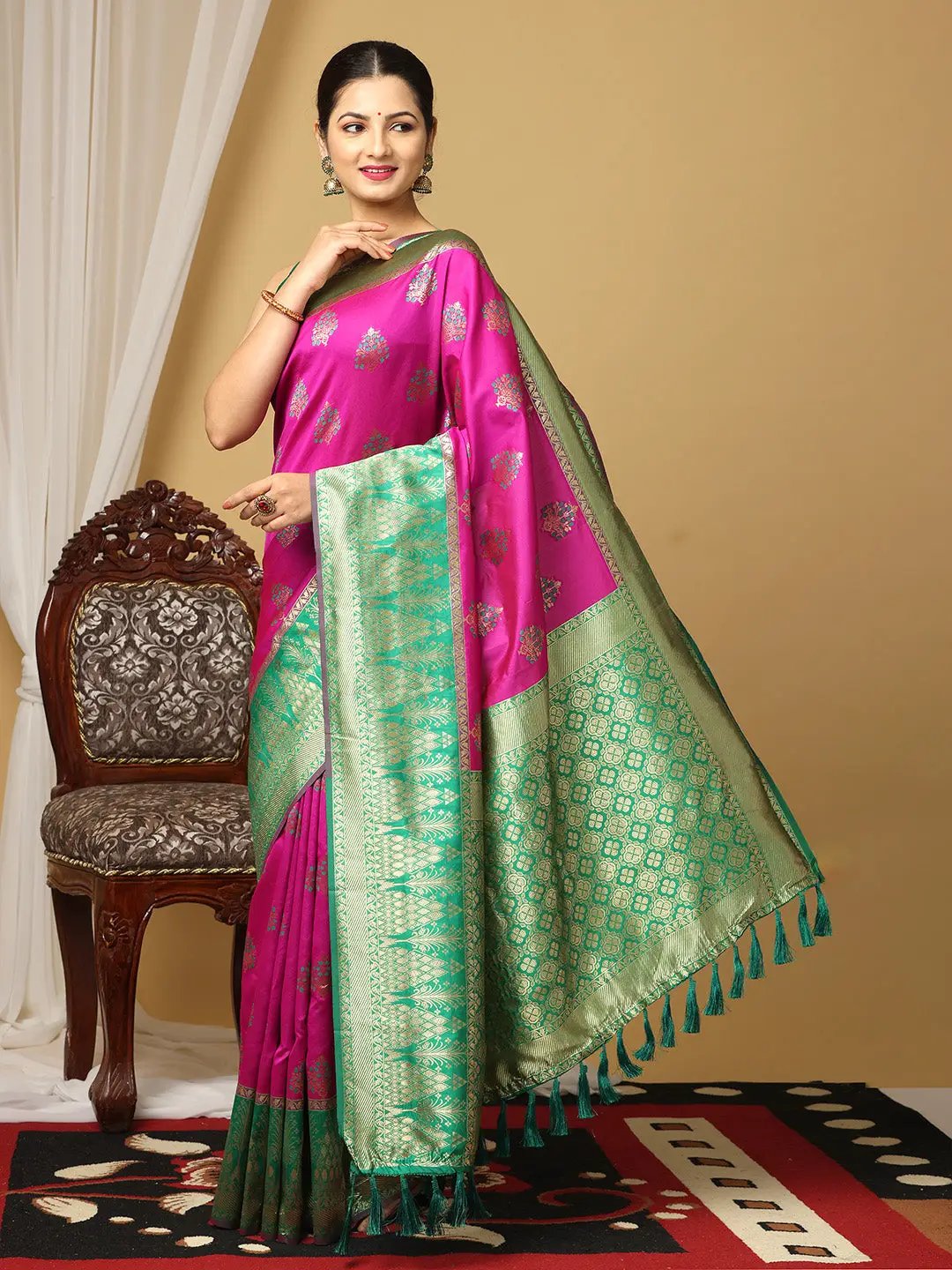 Banarasi Katan Silk Zari Saree With Zari Butti Work