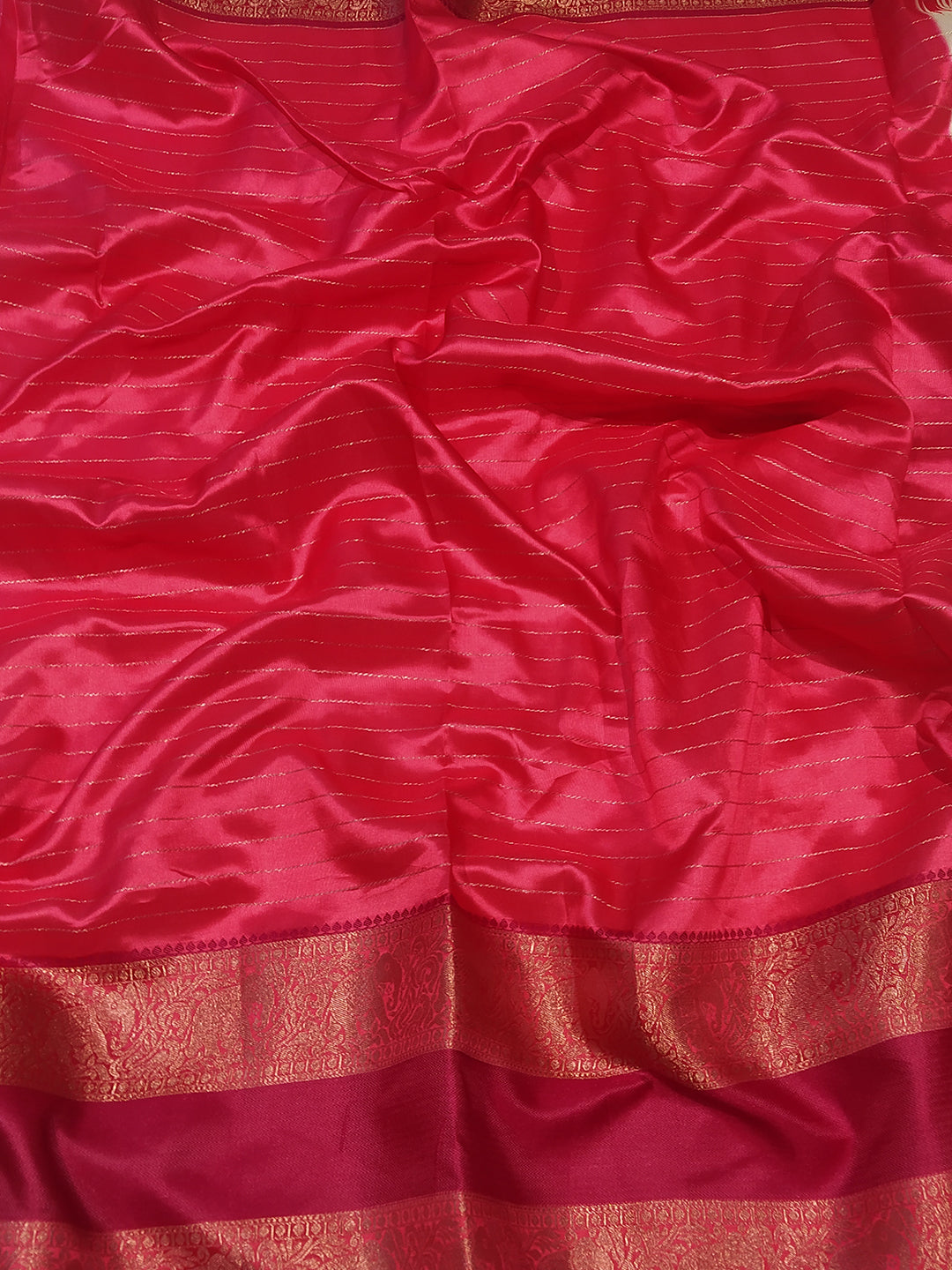 Pink Banarasi Silk Gadwal Pattu Saree