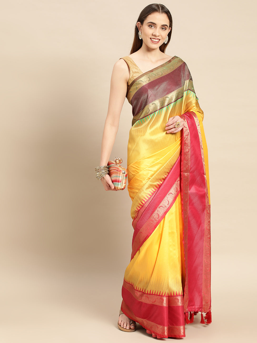 Ganga Jamuna Pattu Border Banarasi Soft Silk Saree