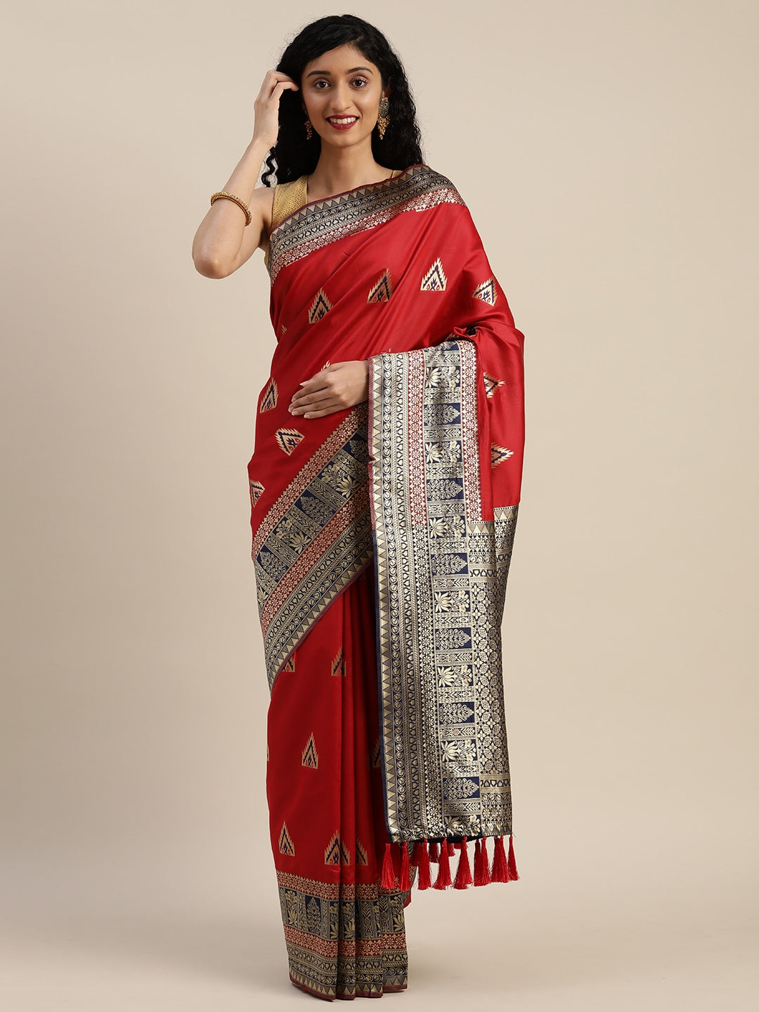 Banarasi  Red Colour Silk Blend Saree 