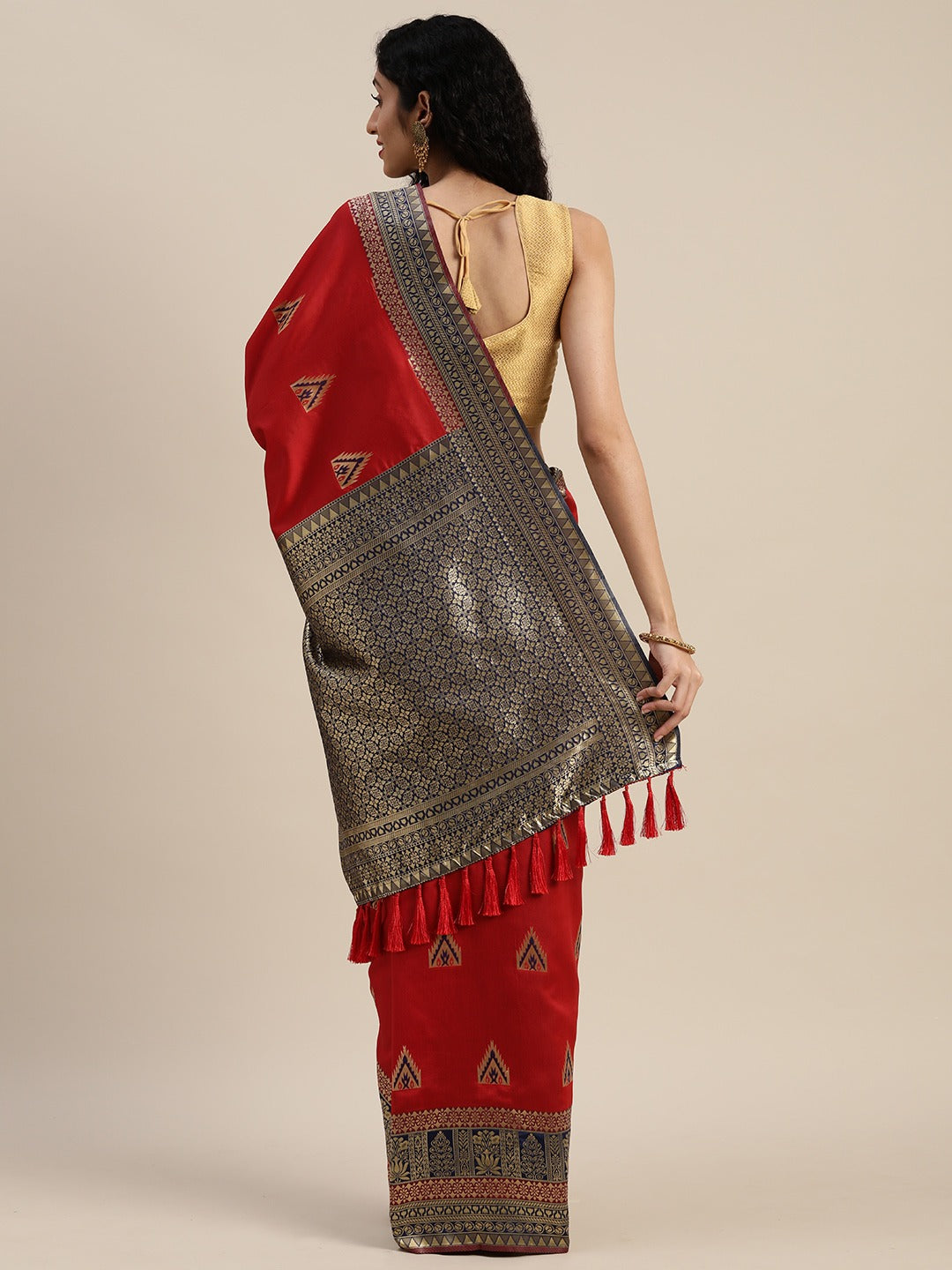 Banarasi  Red Colour Silk Blend Saree 