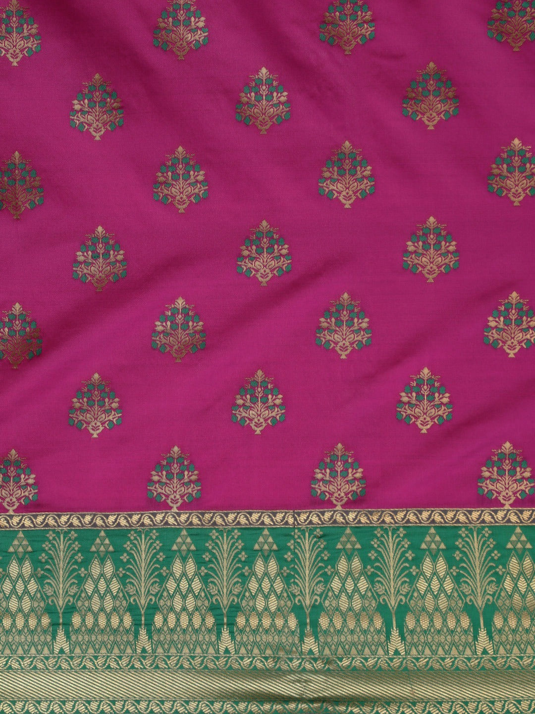 Banarasi Silk Rani Colour Woven Design Print Saree